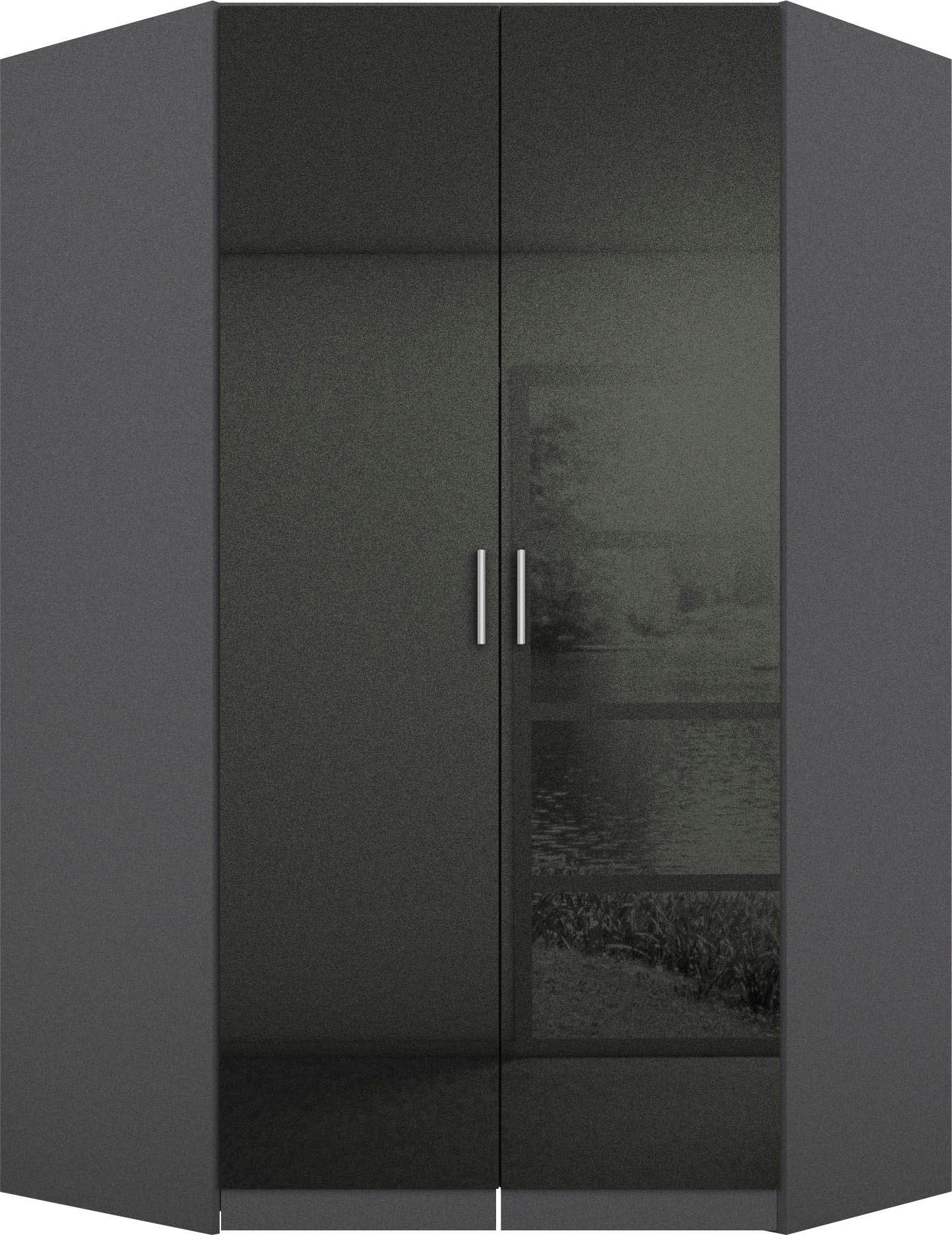 rauch "Kleiderschrank Schrank Eckschrank Ankleide Garderobe CELLE" Schenkelmaß: 117x117 cm, Höhe 197/210 cm, optional mit Spiegel oder Hochglanzfront MADE IN GERMANY