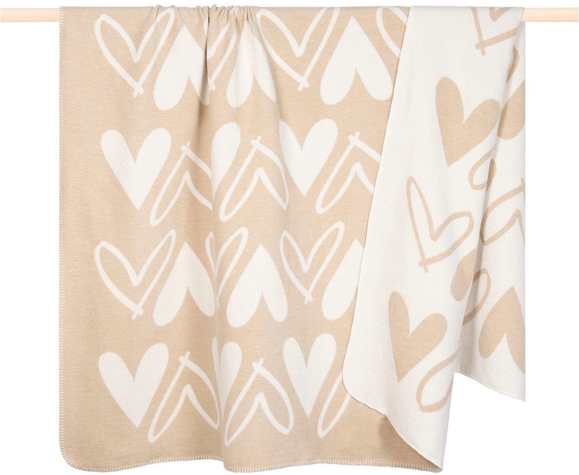 PAD Wohndecke "HEART" mit Wendefunktion, Motiv Herzen, gekettelter Zierstic günstig online kaufen