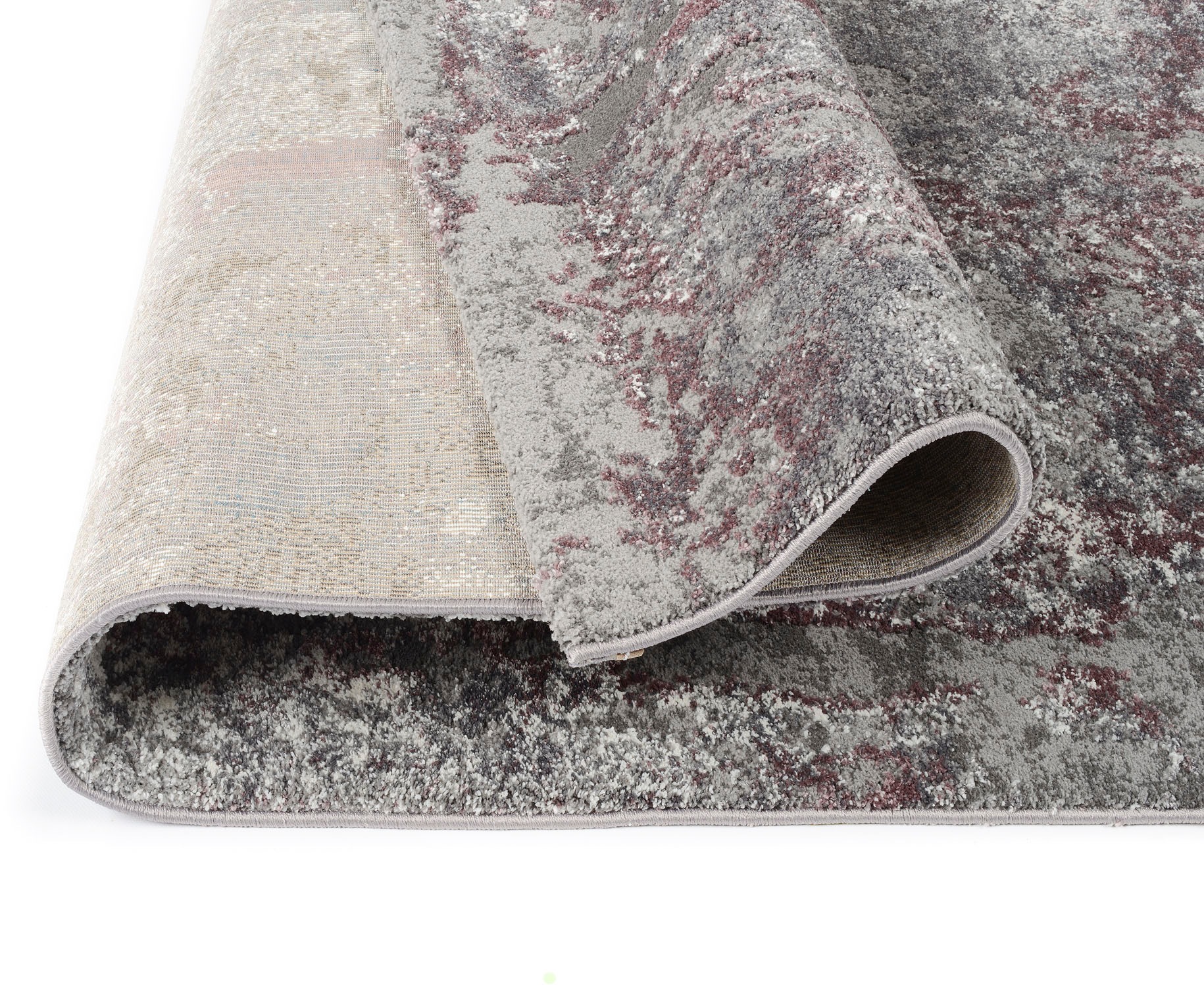 Teppich OCI DIE TEPPICHMARKE "JUWEL LIRAY", lila (beige, aubergine), H:20mm Ø:240cm, Polyester, Polypropylen, Teppiche, Teppich, Kurzflor, Wohnzimmer, Marmor Optik, Hoch Tief Effekt