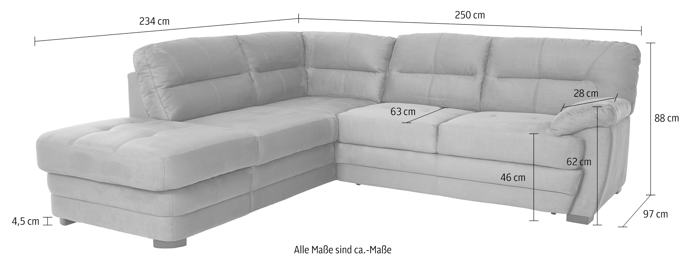 COTTA Polstergarnitur »Royale«, (Set), bestehend aus Ecksofa & Hocker, optional mit Bettfunktion und -kasten