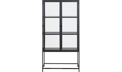 Glasvitrine, mit Glastüren und Metallrahmen, 3 Einlegeböden, B: 77 x H: 150 cm