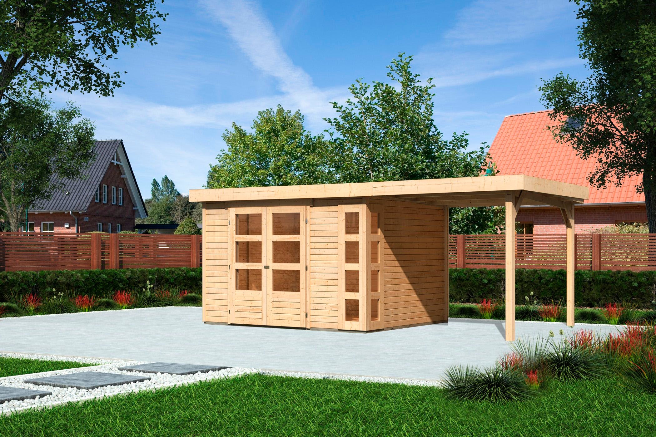 Karibu Gartenhaus »Kerko 5«, mit Anbaudach kaufen