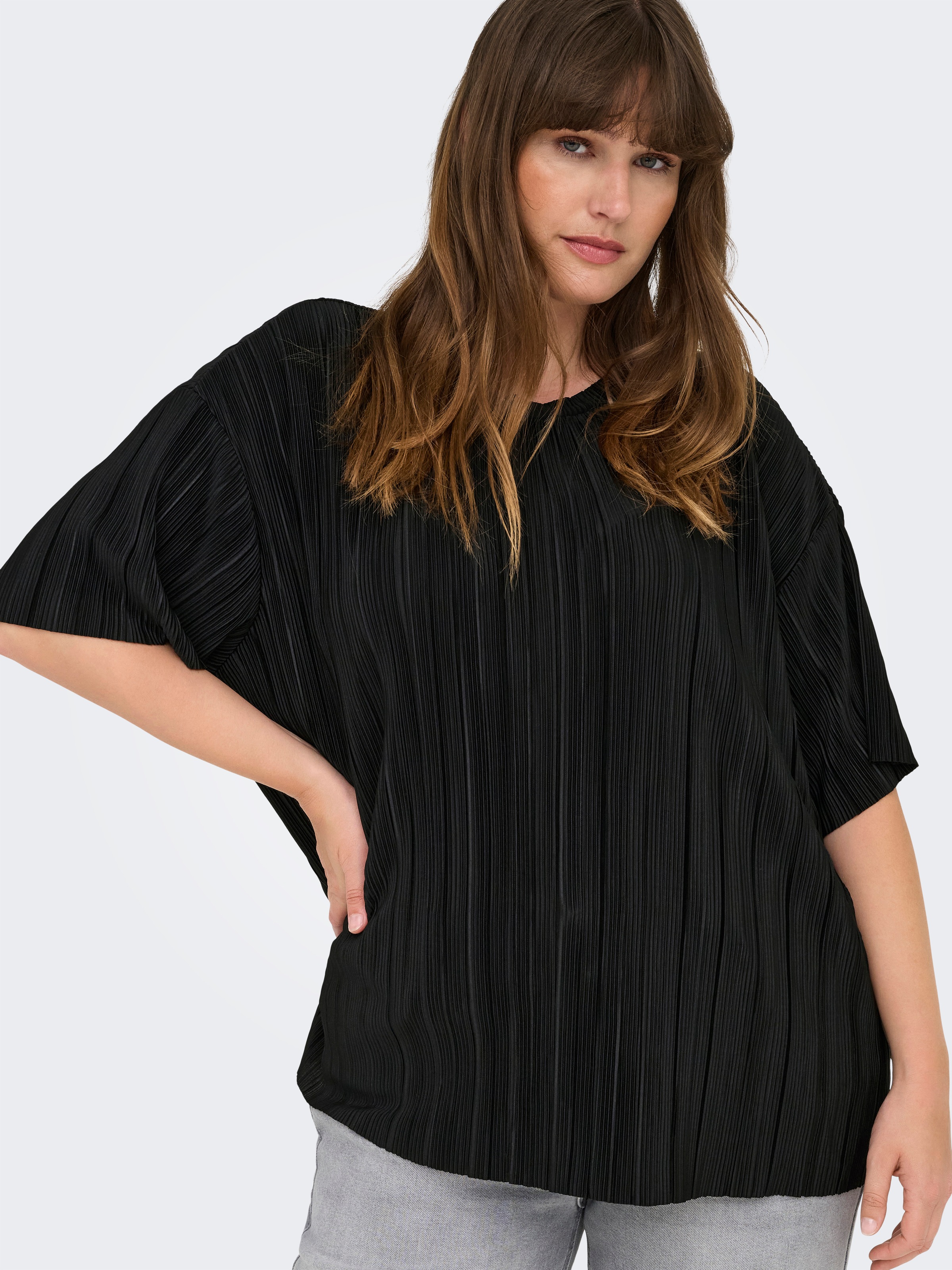 ONLY CARMAKOMA Plisseeshirt "CARRAVENNA S/S PLISSE TOP JRS NOOS" günstig online kaufen