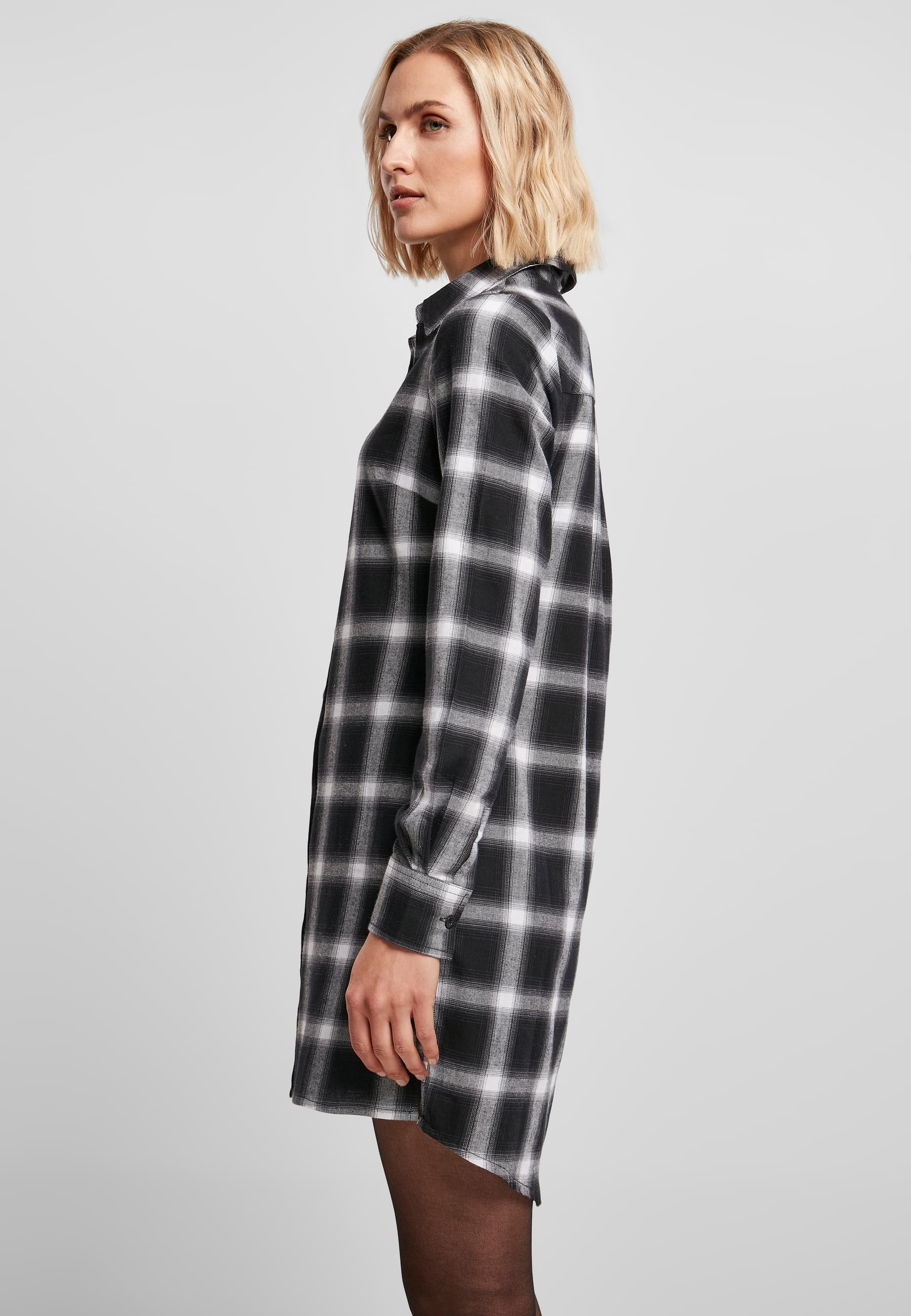 URBAN CLASSICS Shirtkleid »Urban Classics Damen Ladies Cotton Check Shirt Dress« 1 Stk. tlg.