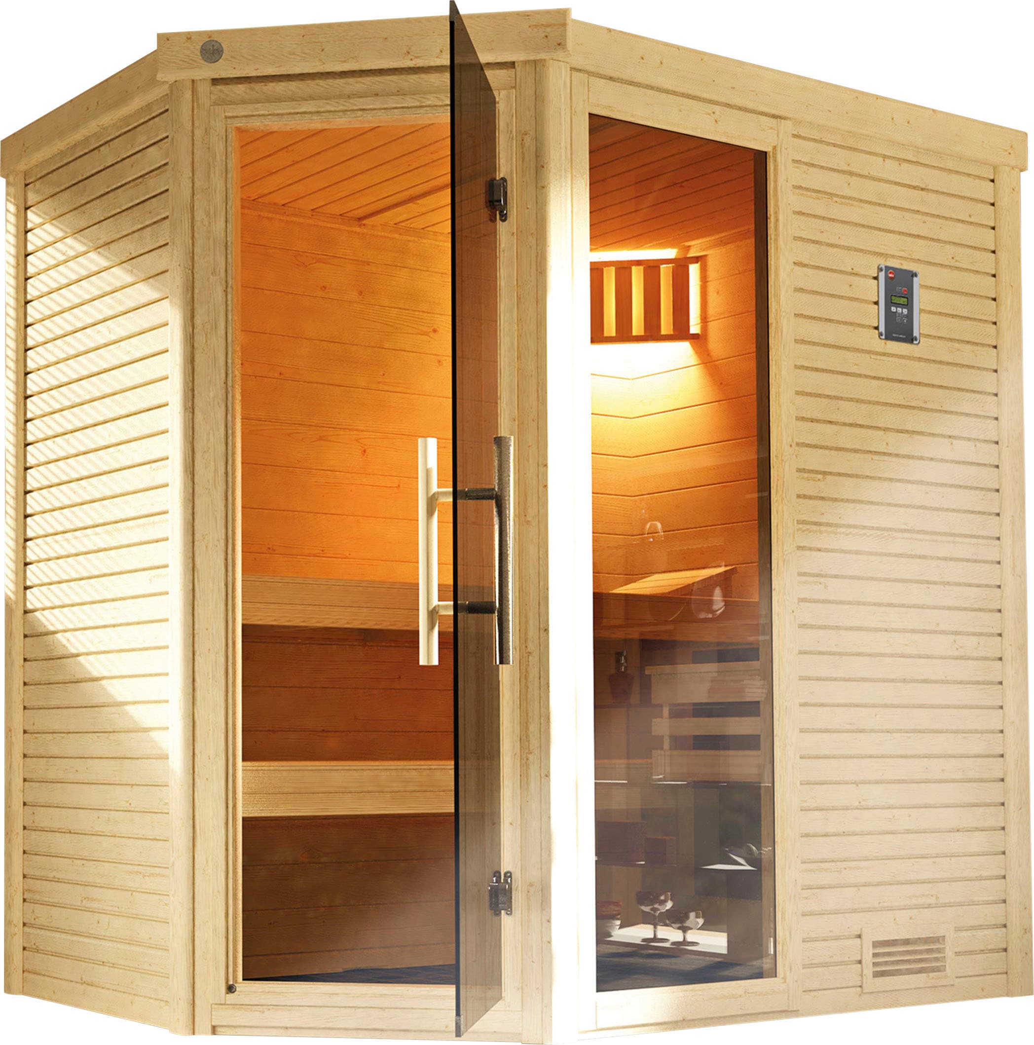 weka Sauna "Cubilis" Set, 7,5 kW Bio-Ofen mit digitaler Steuerung