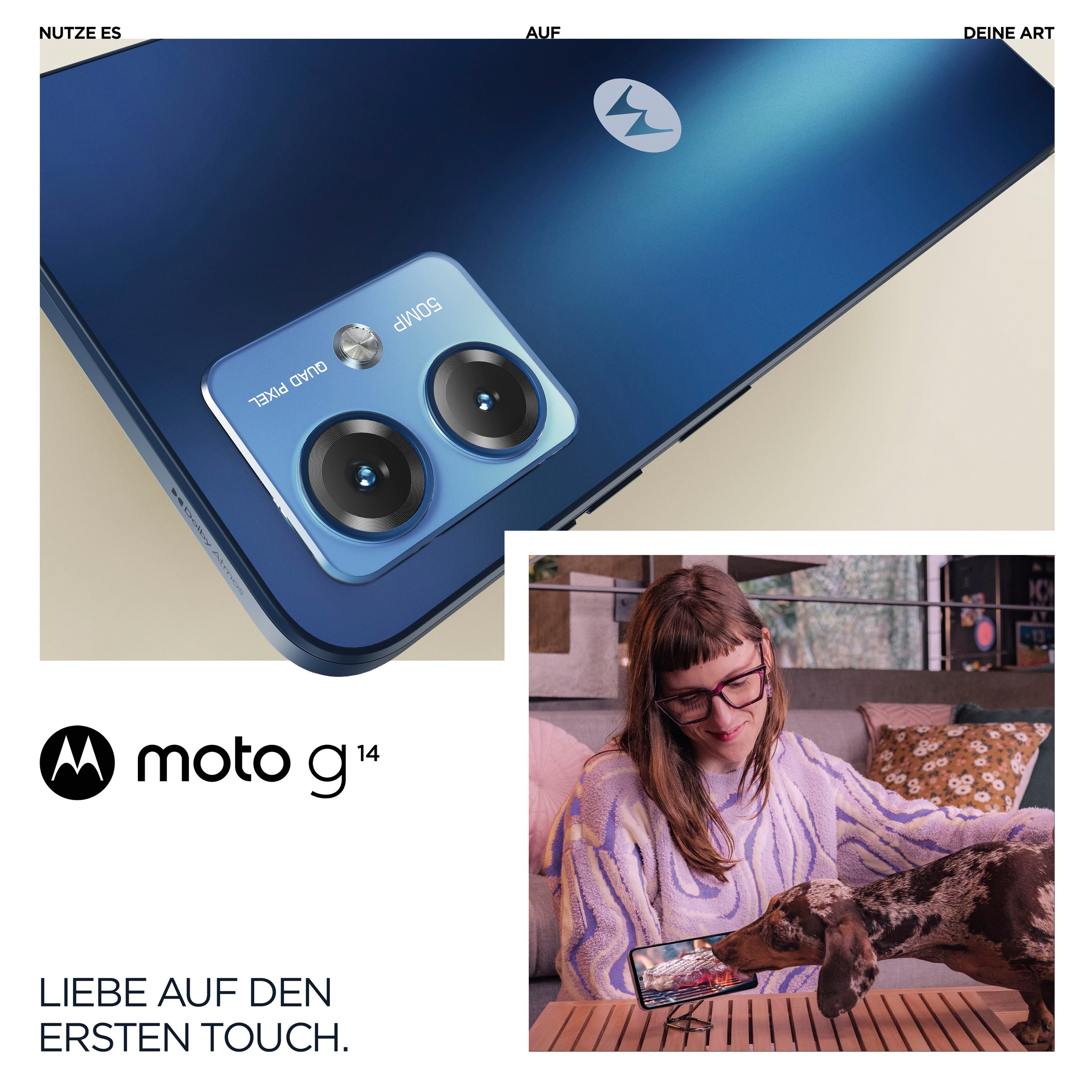 Motorola Smartphone »moto g14«, Sky Blue, 16,51 cm/6,5 Zoll, 128 GB Speicherplatz, 50 MP Kamera