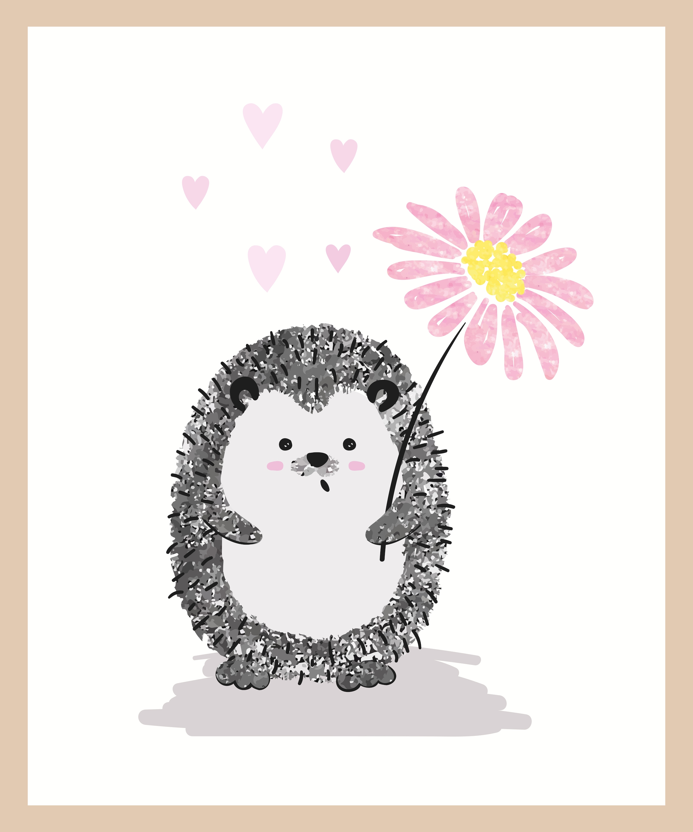 Lüttenhütt Bild mit Rahmen "oder Poster, Igel mit Herzen und Blume", Fantas günstig online kaufen