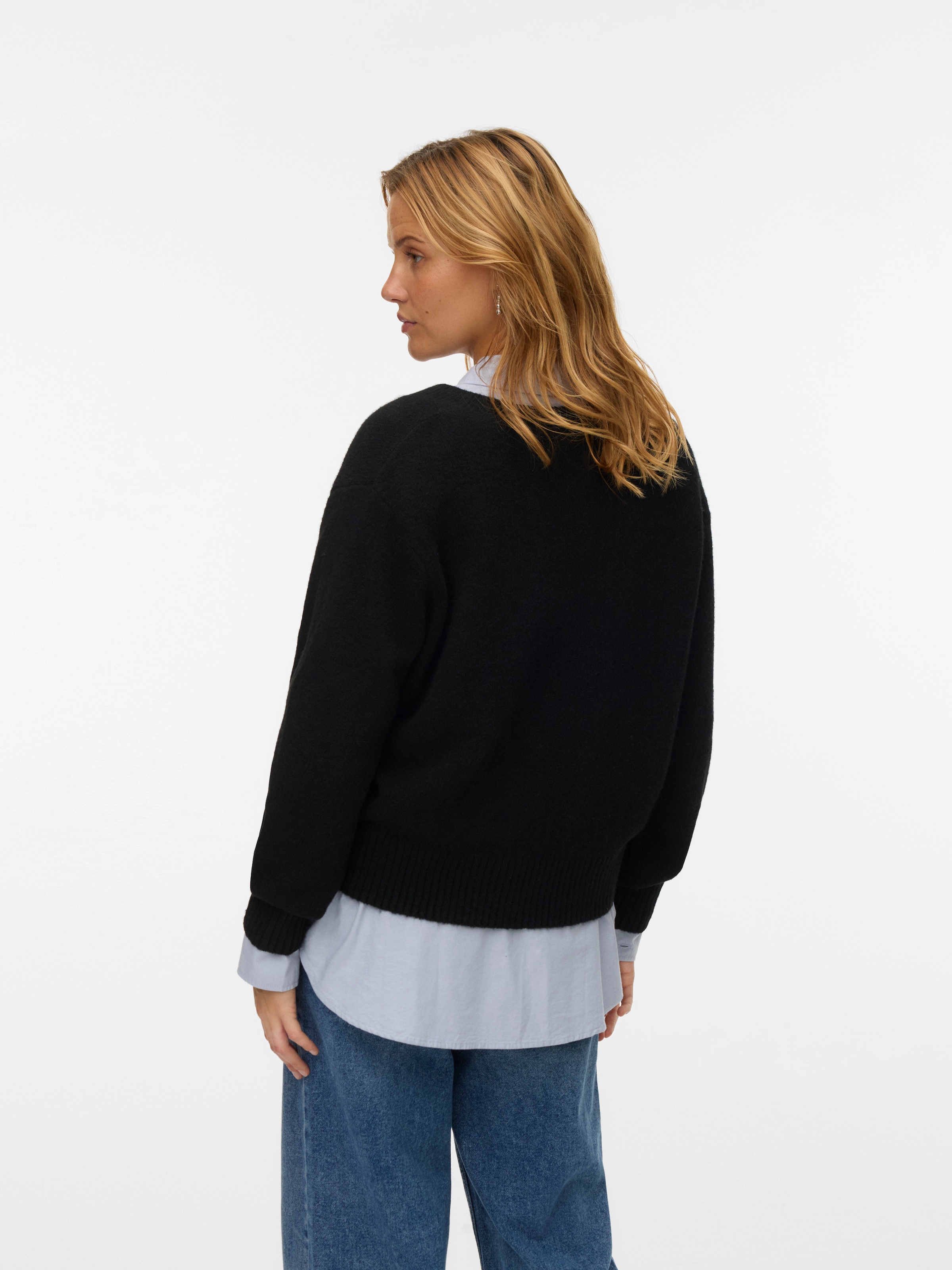 Vero Moda V-Ausschnitt-Pullover »VMBOOM LS V-NECK PULLOVER NOOS« Materialmix, mit Wolle und Stretch