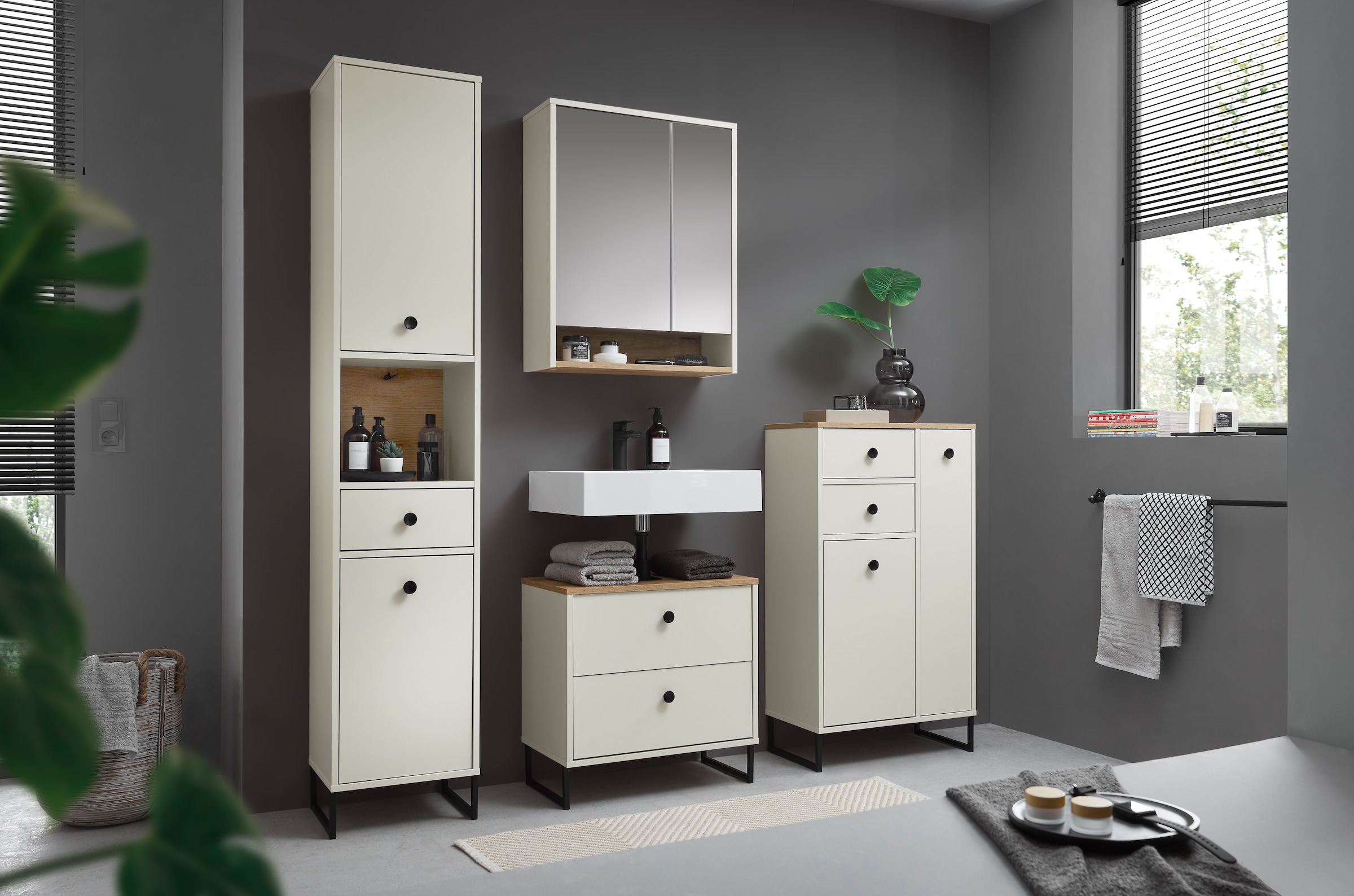 BASIC by Balculina Spiegelschrank »Linea« 1 Stk. tlg. Breite 60cm, Melaminbeschichtung