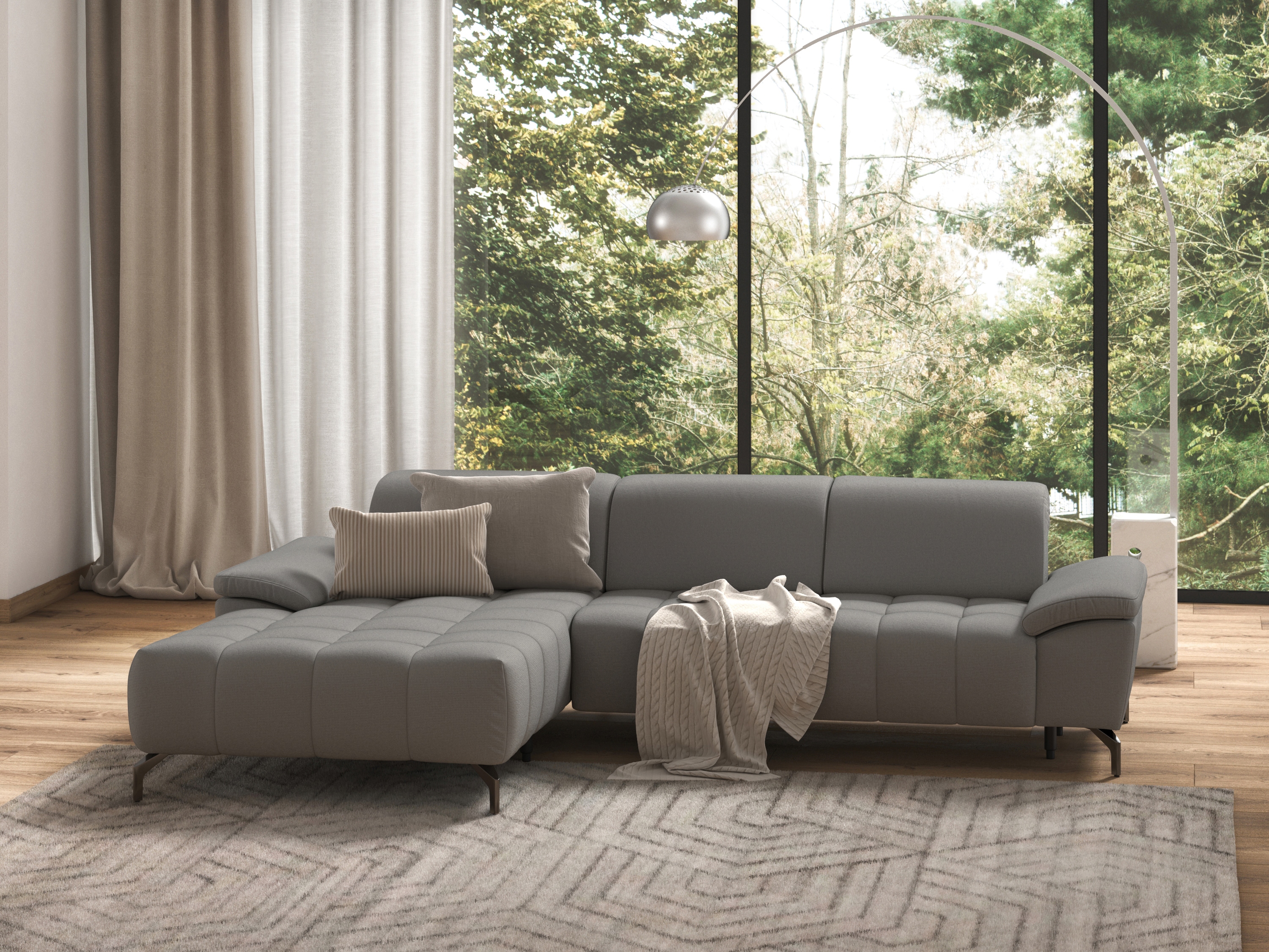 sit&more Ecksofa "Cool L-Form" wahlweise mit Kopfteilverstellung und Vorziehsitz, motorisch