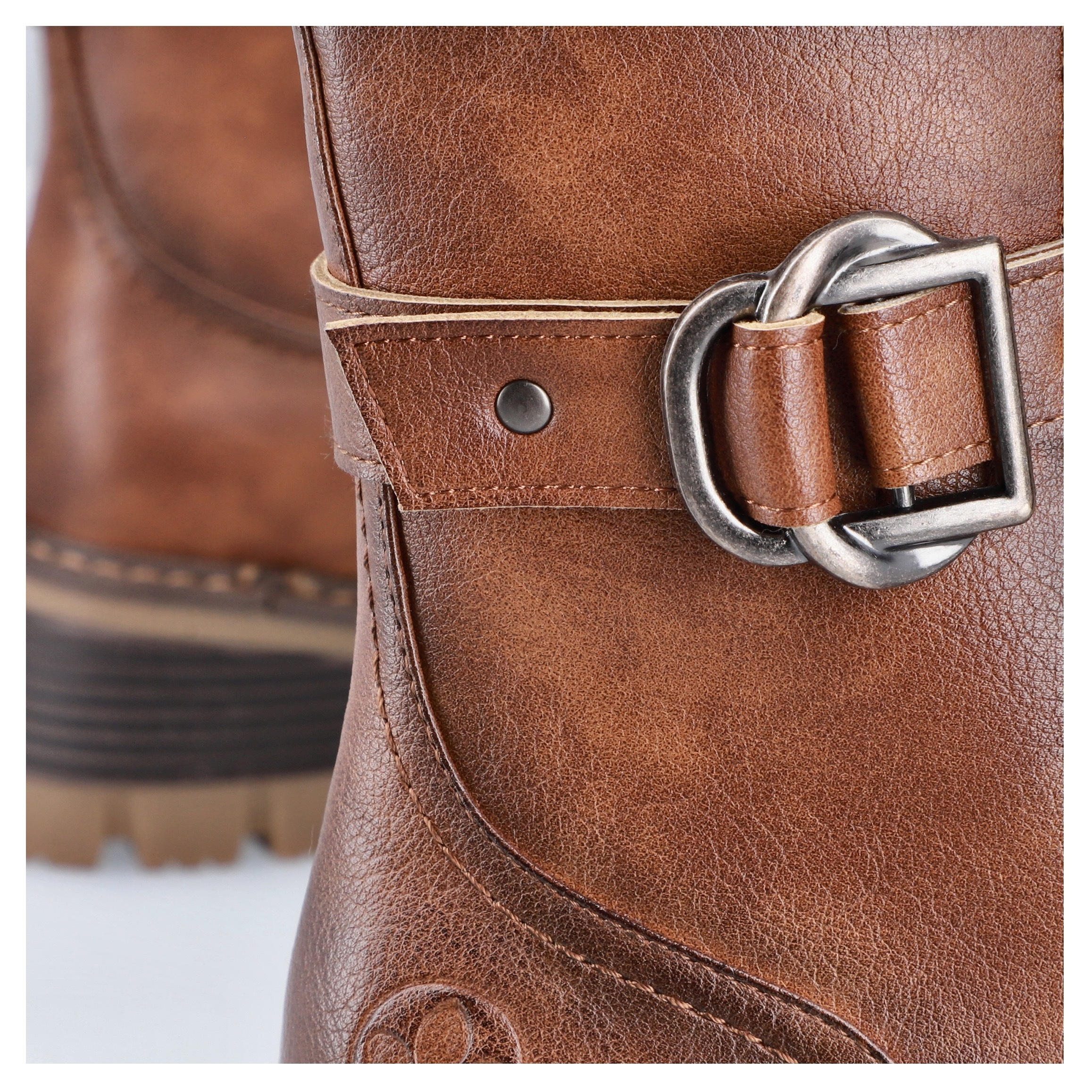 Rieker Schnürstiefelette, Schnürboots, Bikerboots, Blockabsatz, mit verstellbarer Schnalle