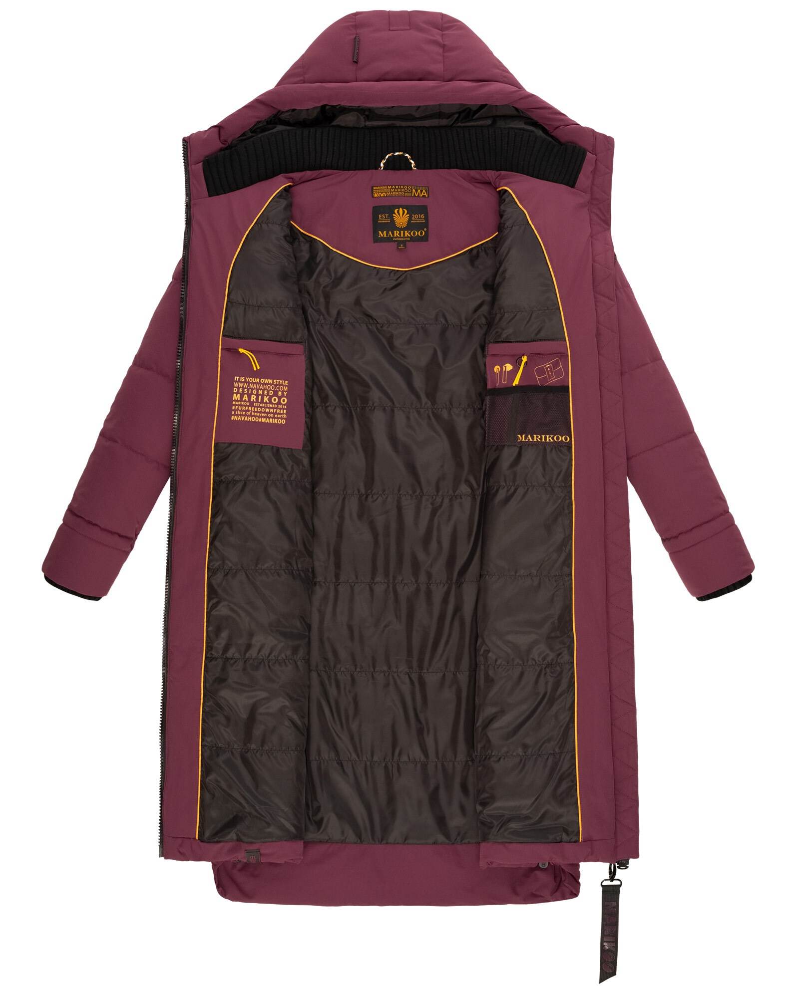 Marikoo Winterjacke »Benikoo«, langer Winter Mantel gesteppt