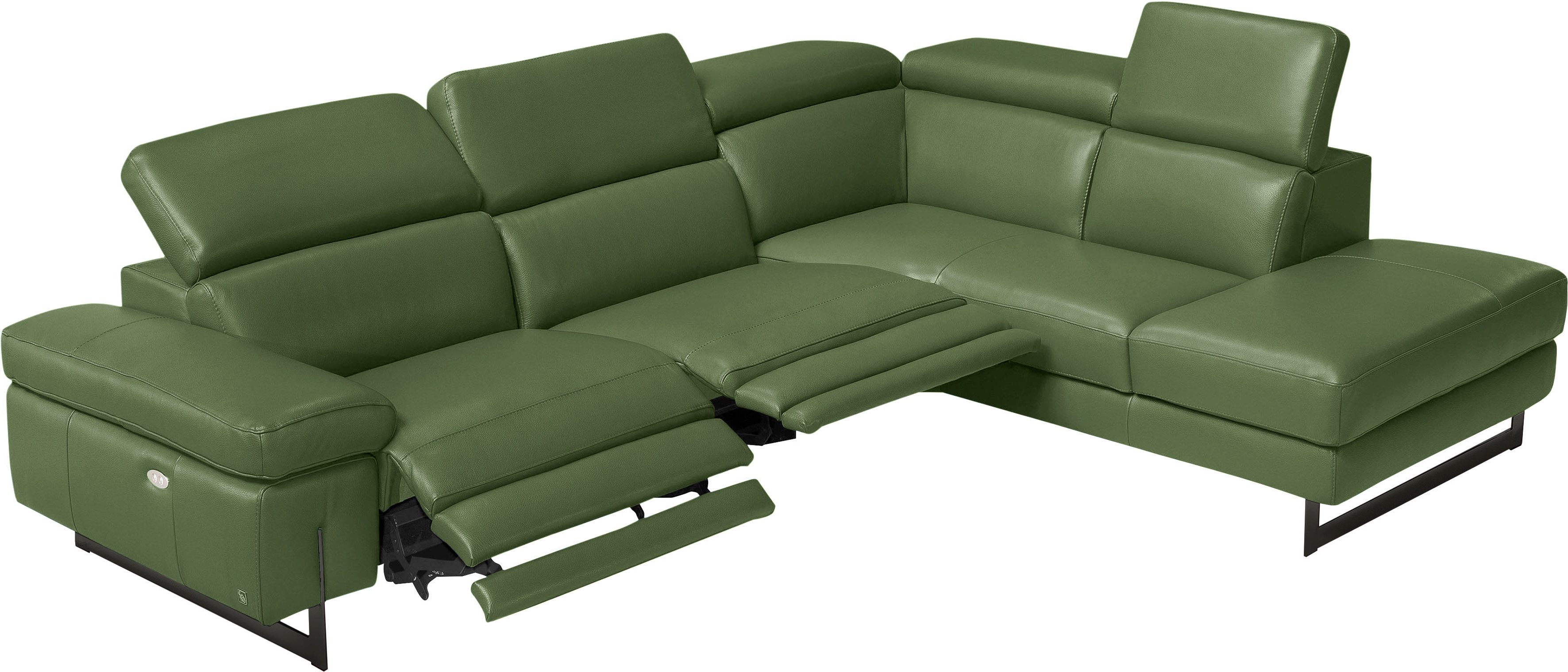 Egoitaliano Ecksofa "Candice, elegant, edel und bequem, erstklassiger Sitzkomfort, L-Form" inkl. 2 elektrischer Relaxfunktionen, Bedienung über Taste an Armlehne
