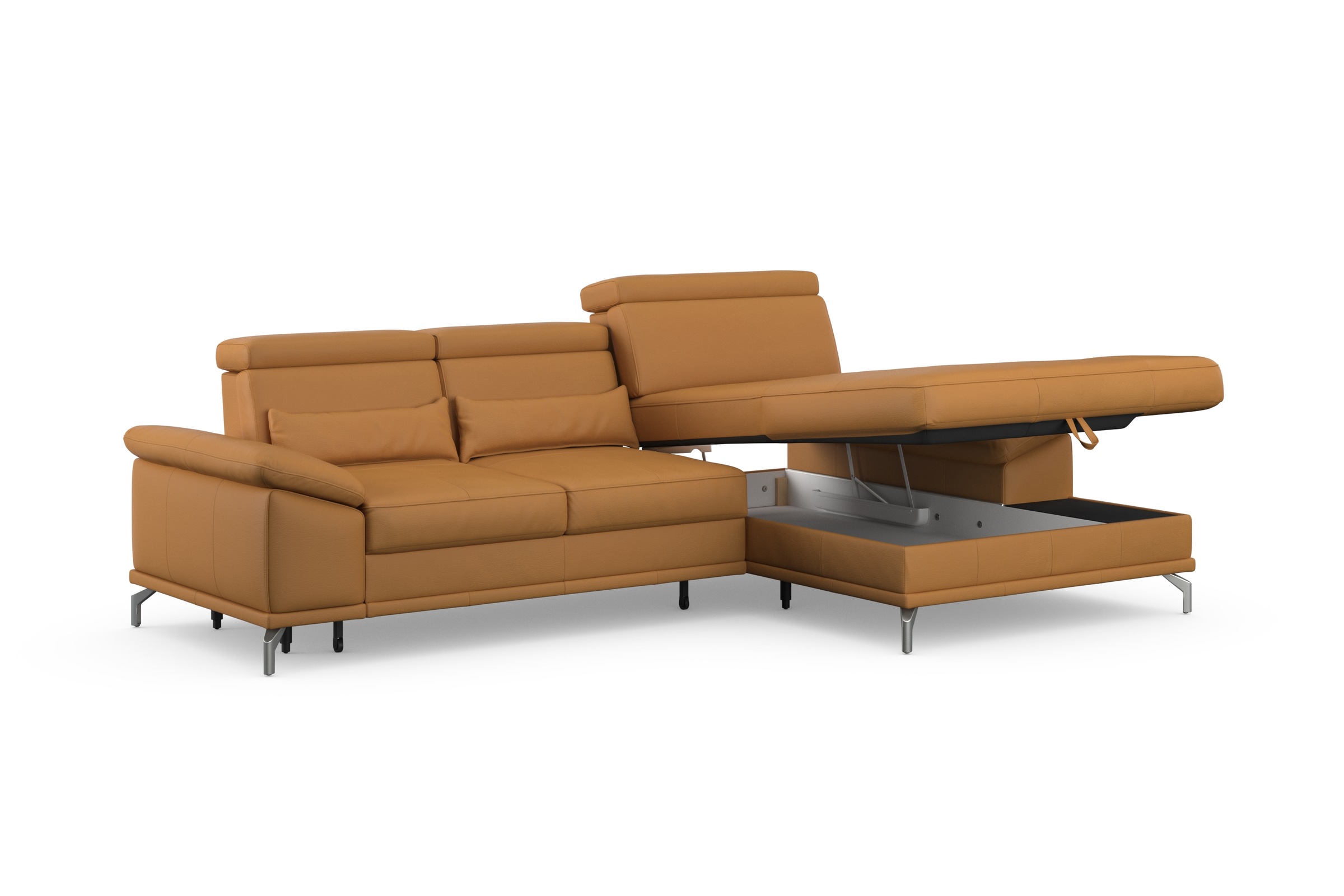sit&more Ecksofa »Cabrio L-Form, mit Sitztiefenverstellung, Arm- und Kopfteilverstellung«, 2 Nierenkissen, Federkern, optional Bettfunktion und Stauraum