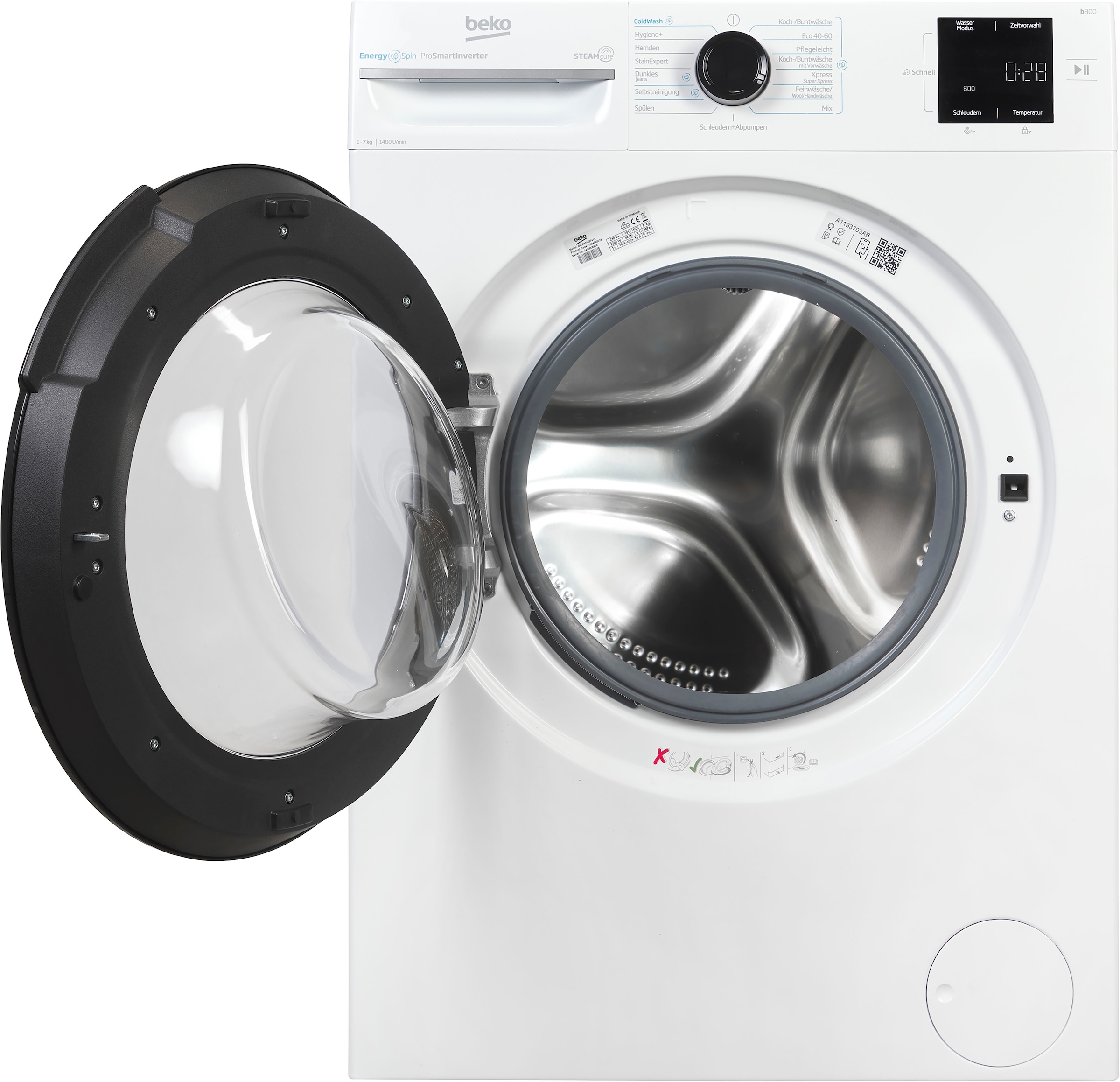 BEKO Waschmaschine »BM3WFU3741X«, 7 kg, 1400 U/min, Waschen mit EnergySpin: Bis zu 35 % Energie sparen – nicht nur in Eco