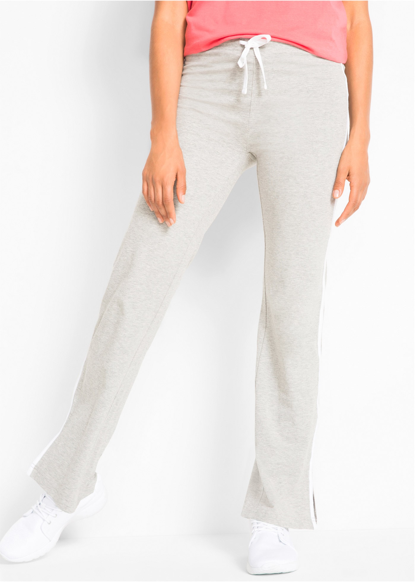 bonprix Jerseyhose  Gummizugbund mit Bindeband, kontrastfarbiger Seitenstreifen