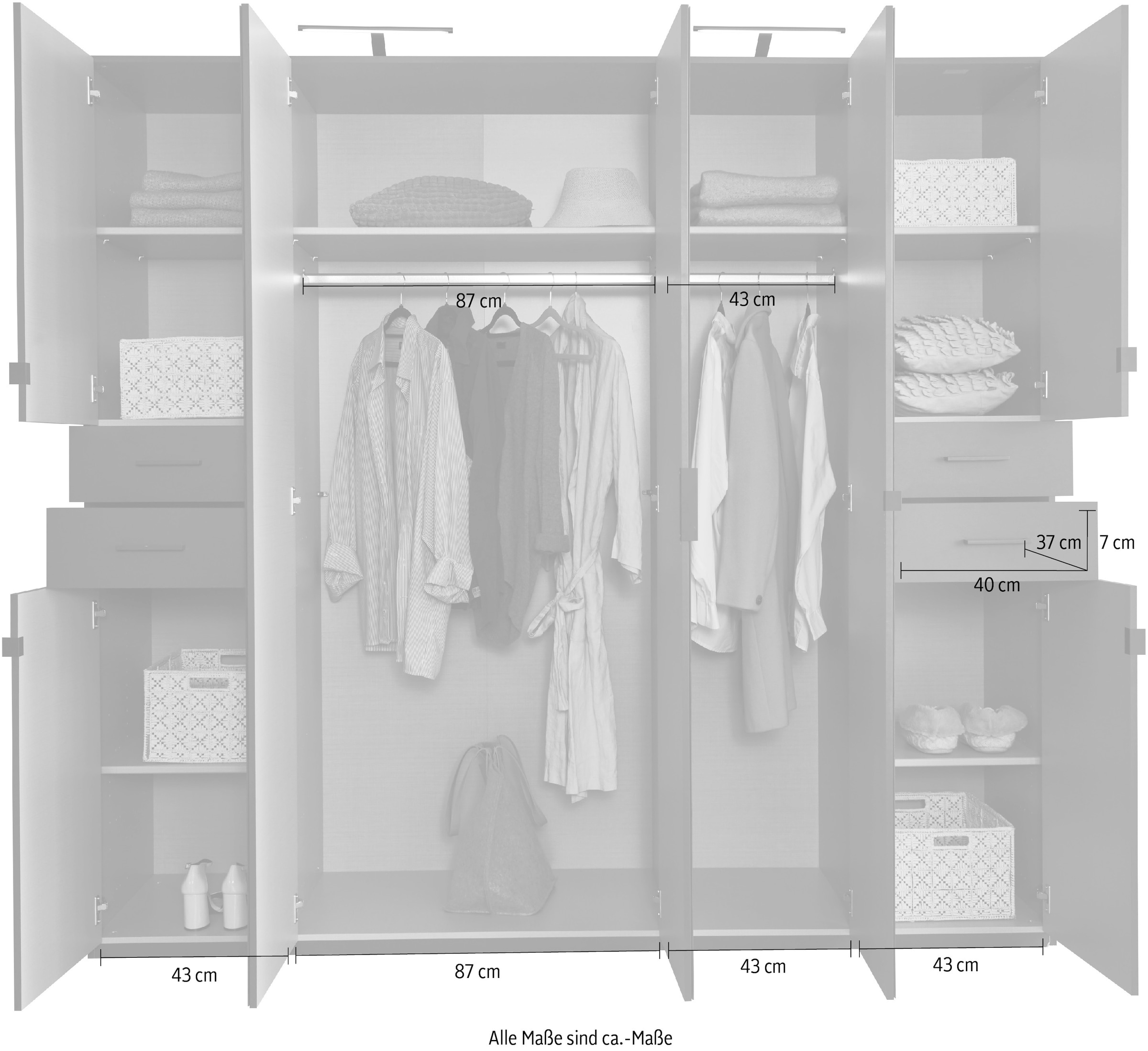 mit | auf BAUR Glastüren mit Drehtürenschrank Wimex Höhe, »Danzig«, bequemer Schubladen kaufen