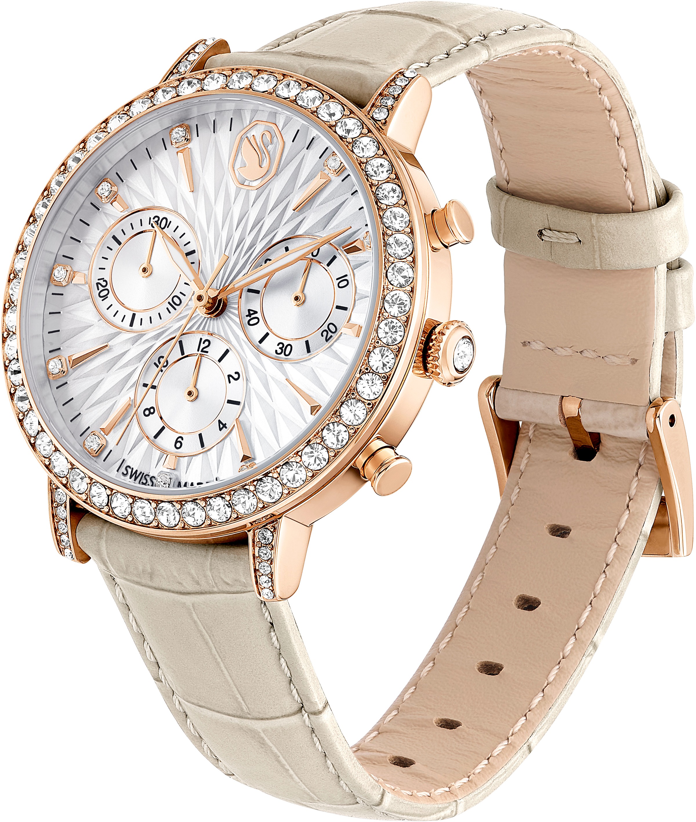 Swarovski Chronograph »MATRIX CHRONO«, Quarzuhr, Armbanduhr, Damenuhr, Swiss Made, Lederarmband, analog