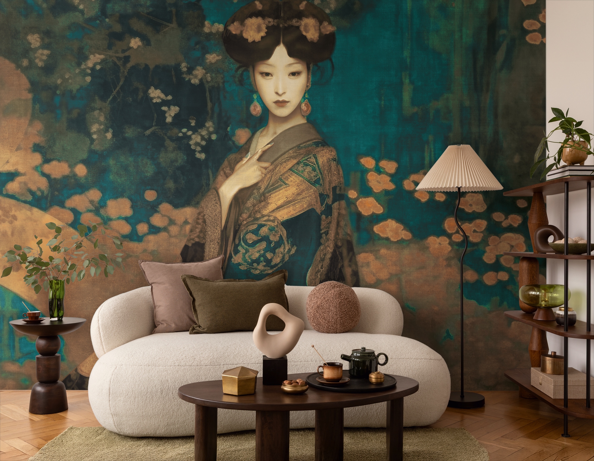 living walls Fototapete »The Wall 4 Eyecatcher – Asiatisches Frauenporträt Vlies-Fototapete« botanisch | floral | matt leicht strukturiert Asiatisches Frauenporträt mit ausdrucksstarker Wirkung