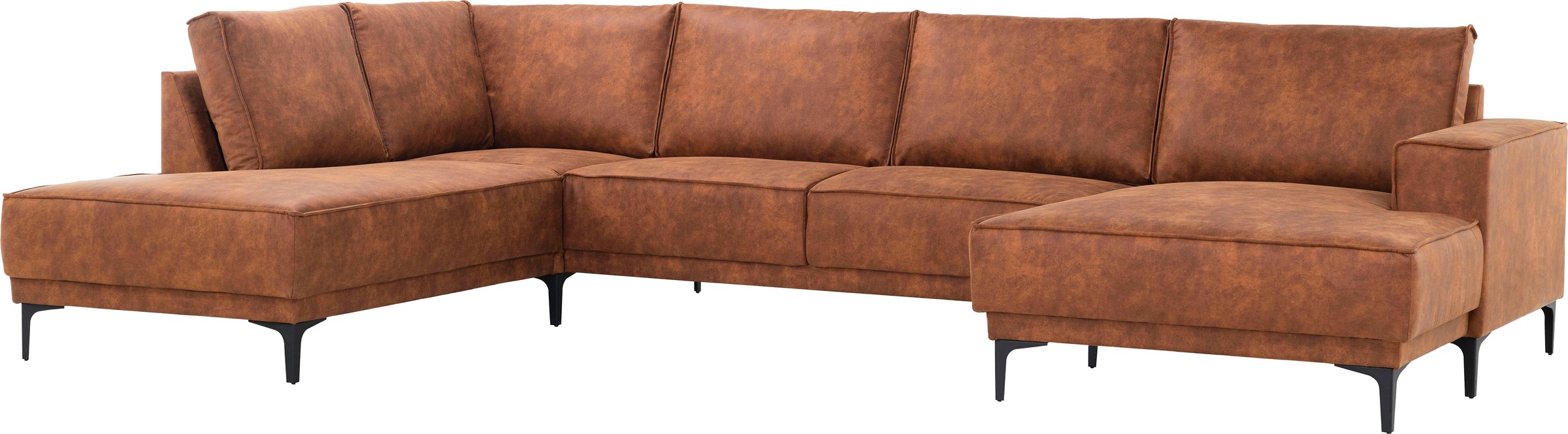 Places of Style Wohnlandschaft »Oland«, U-Form, 345 cm, Wellenunterfederung, Skandi-Design, Metallfüße