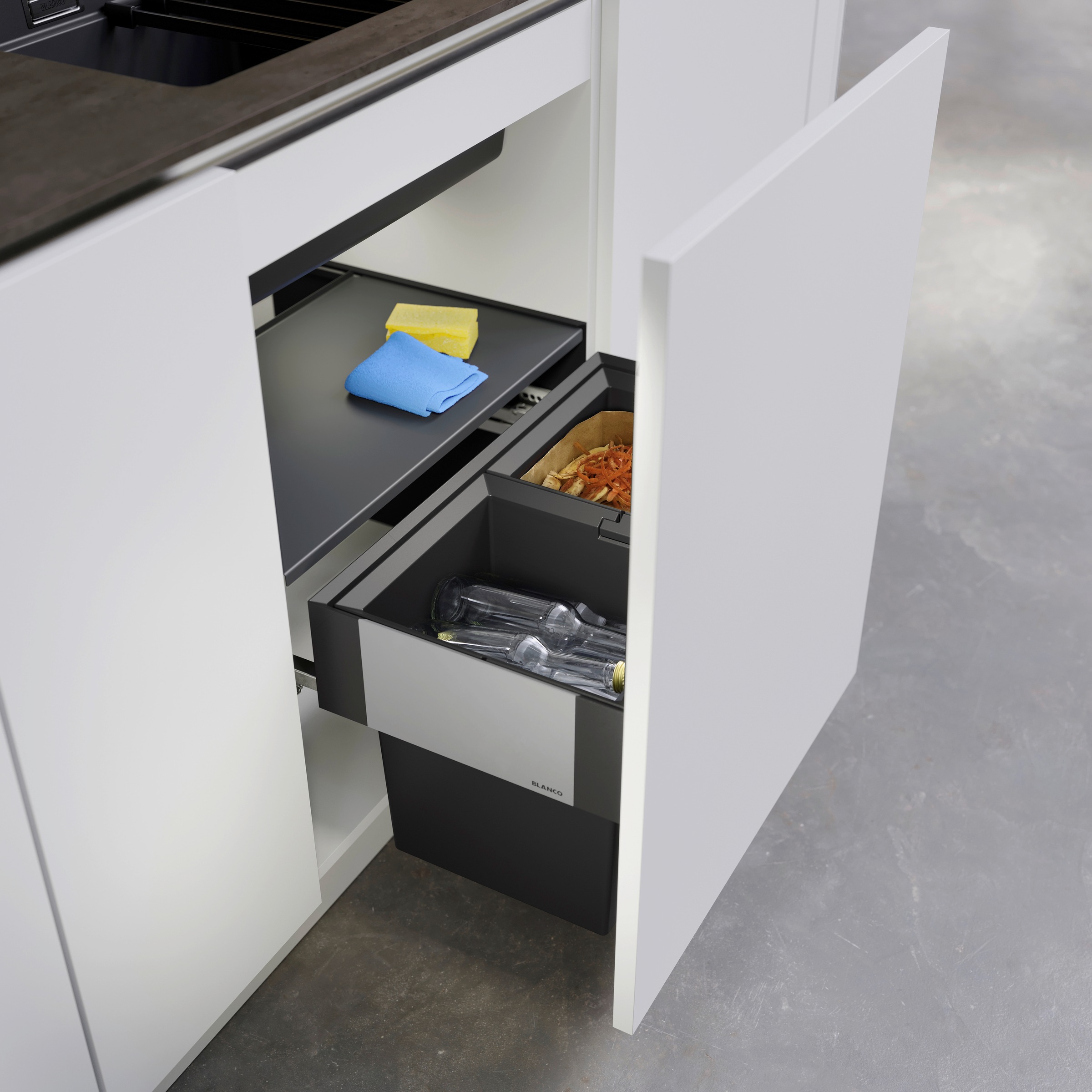Blanco Mülltrennsystem "Select II Compact60/2" 2 Behälter Kunststoff, Stahlblech, 600 mm Untermass