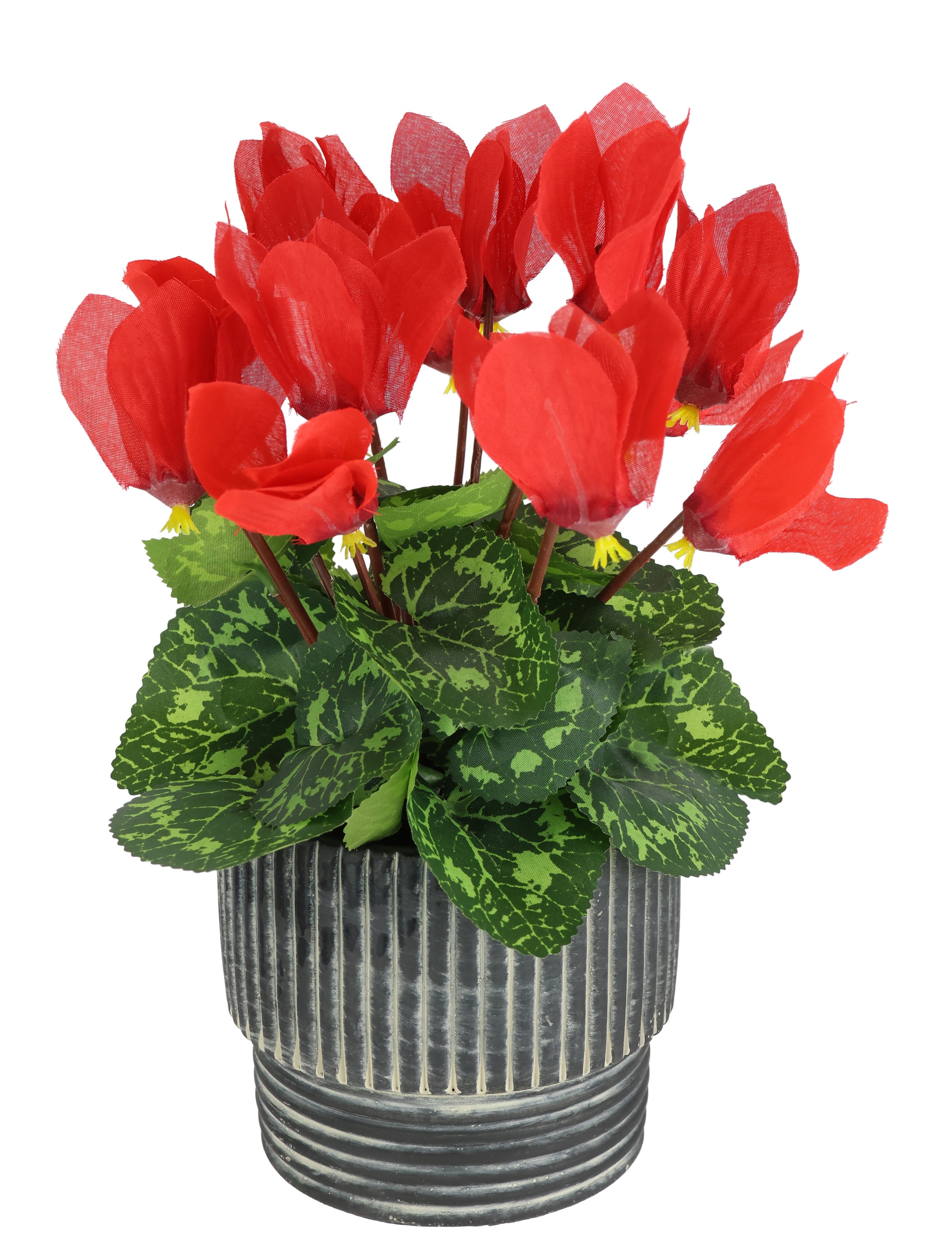 I.GE.A. Kunstblume "Künstliche Alpenveilchen im Übertopf 28cm Blume Deko Dekoblume" Dekopflanze Kunstpflanze Pflanze Seidenblume Zimmerpflanze