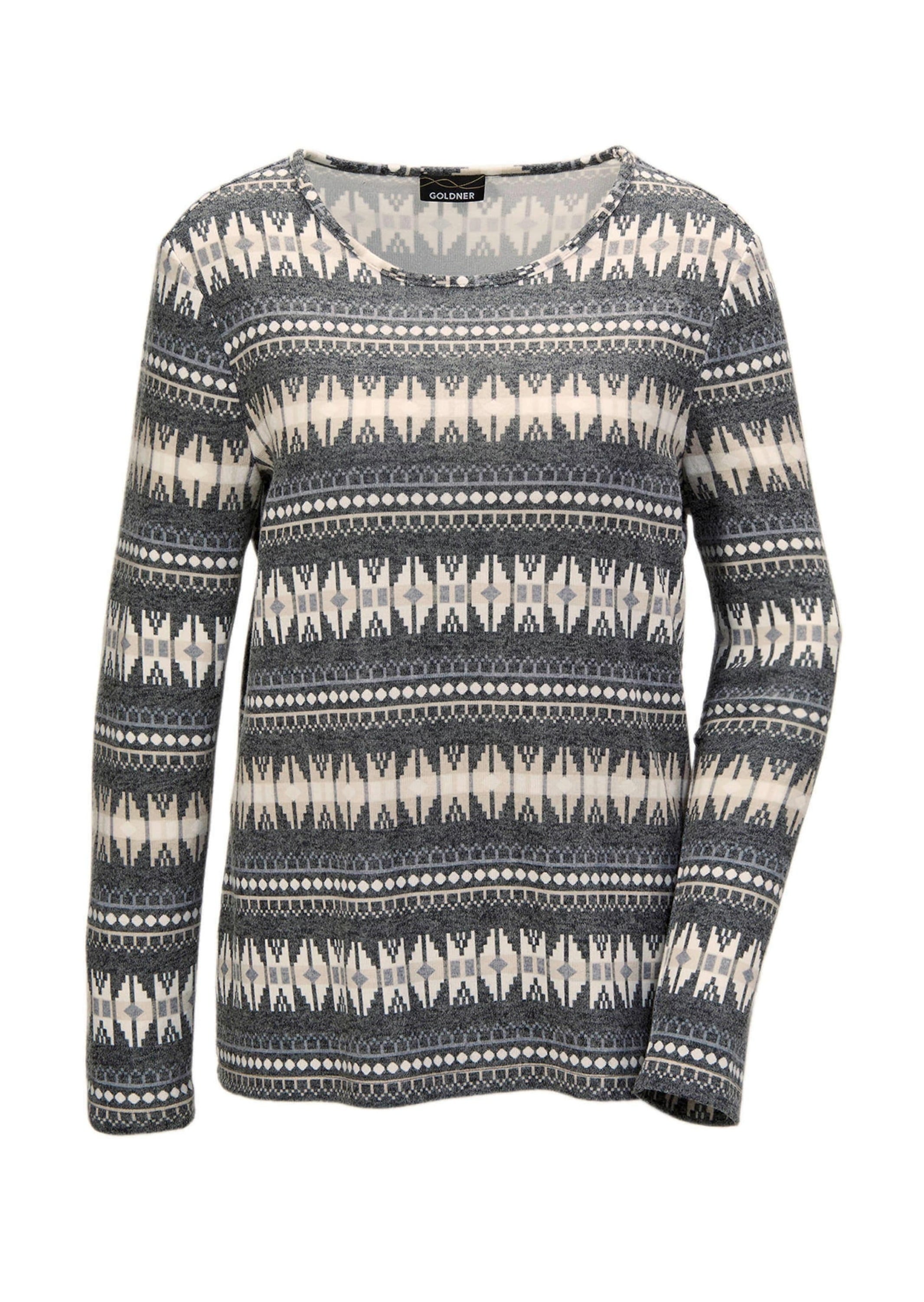GOLDNER Longpullover "Kurzgröße Kombistarkes Shirt aus flauschiger Ware" Kombistarkes Dessin