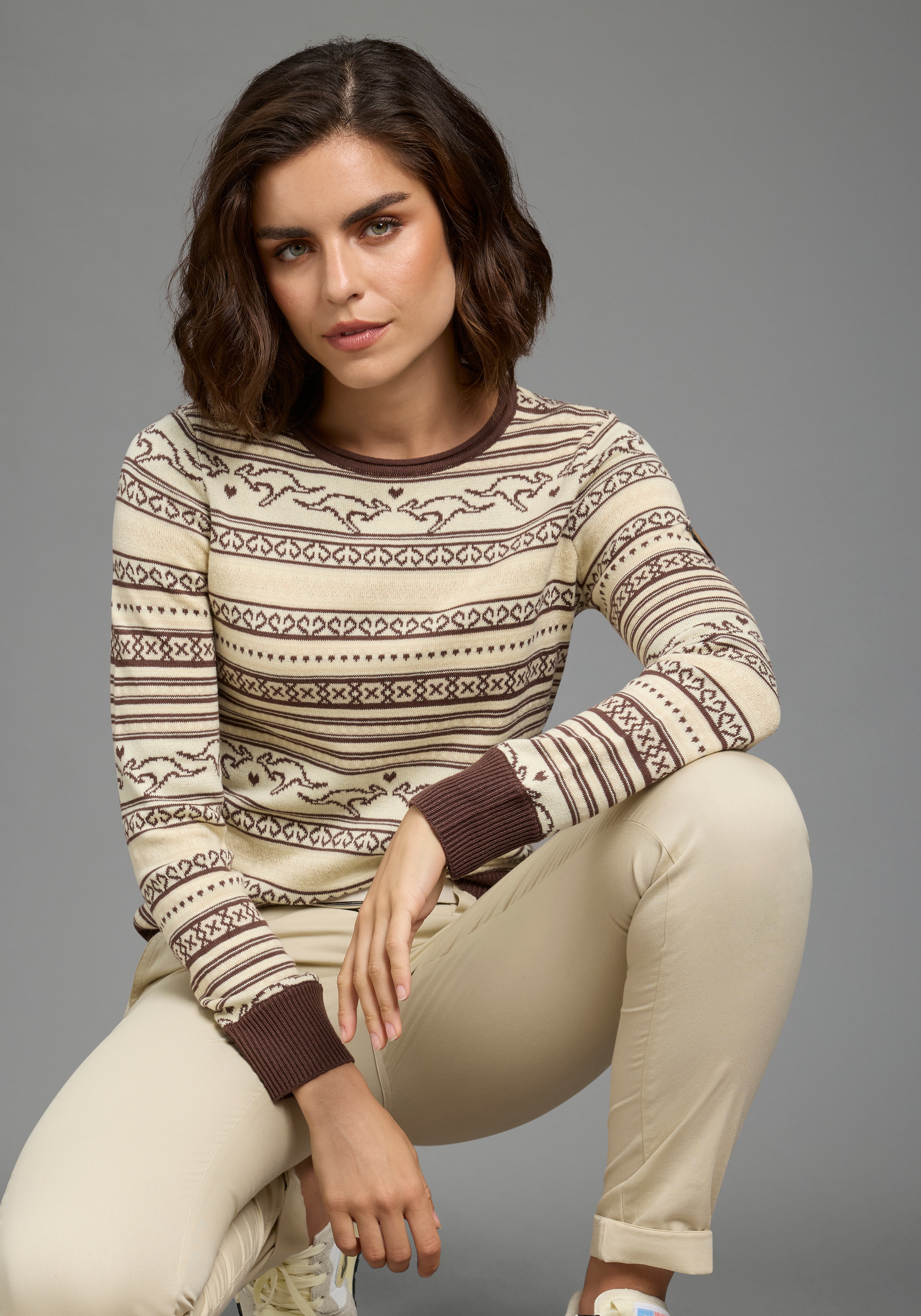 KangaROOS Norwegerpullover mit Rippstrickbündchen