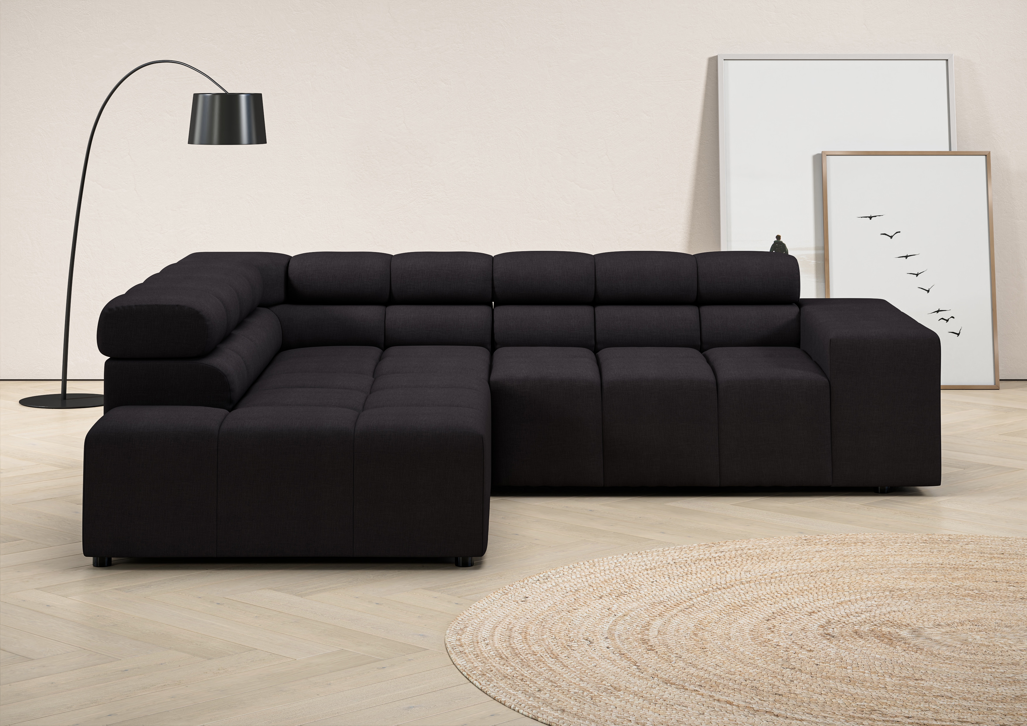 Home affaire Ecksofa "Ancona, Ecksofa, incl. Kopfteilverstellung, Breite 249 cm, L-Form" wahlweise motorische Sitztiefenverstellung, B/T(H: 249/215/70 cm