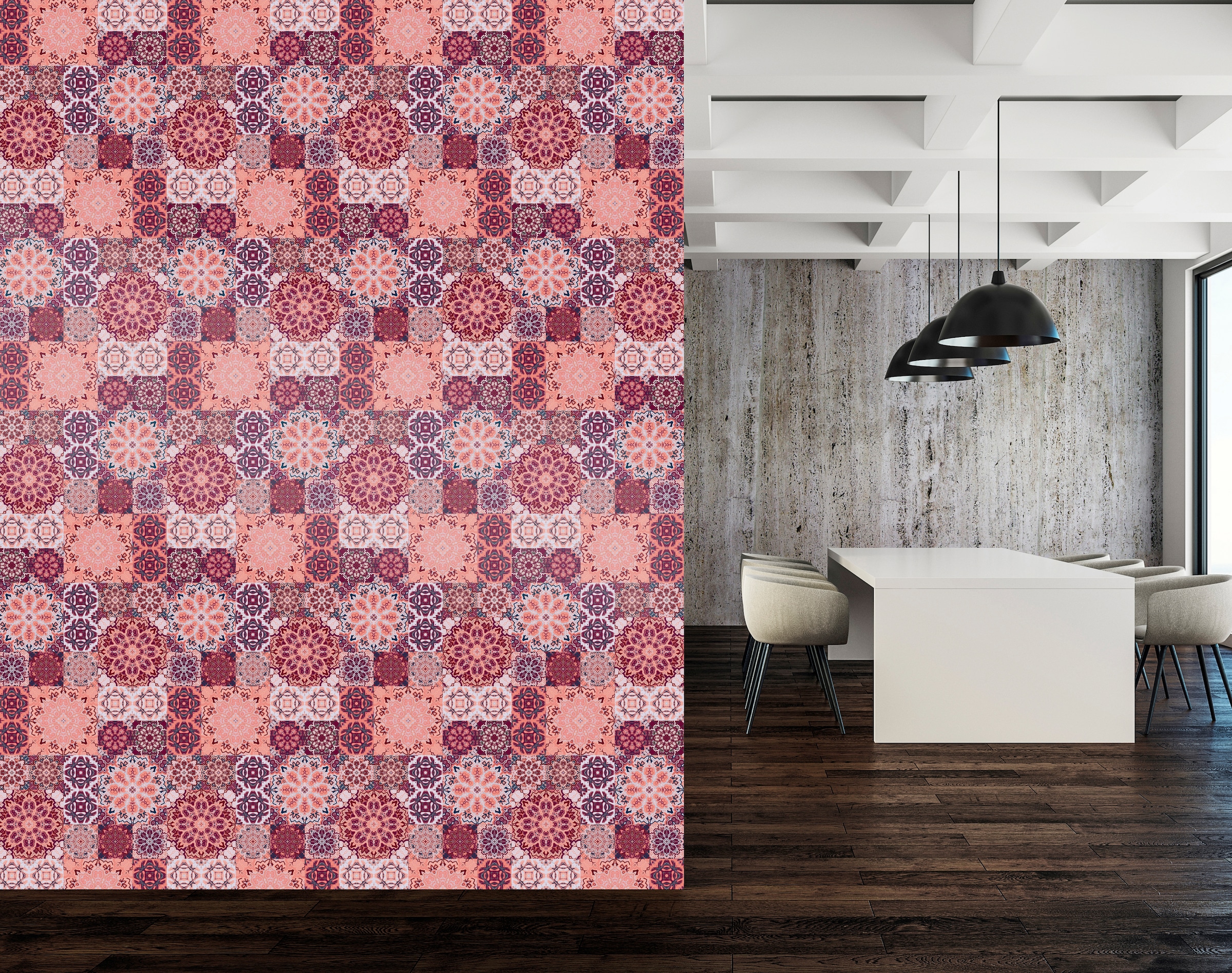 queence Vinyltapete »Mosaik Muster«, gemustert-Farbverlauf-bedruckt-abstrakt, 90x250cm, selbstklebend, kinderleichte Anbringung, Sticker