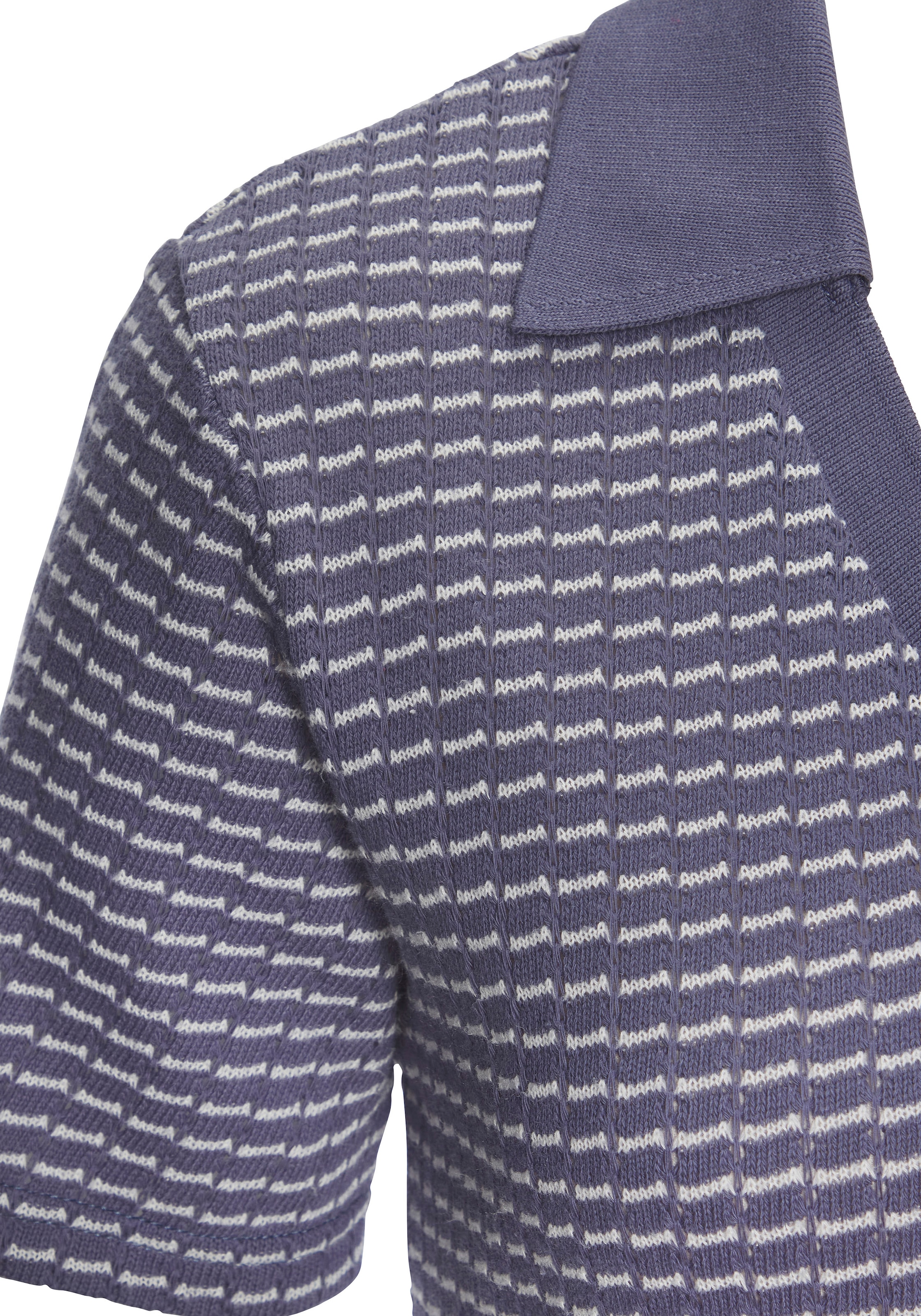 Vivance Knit Polo Shirt Blue-Cream 32/34 5