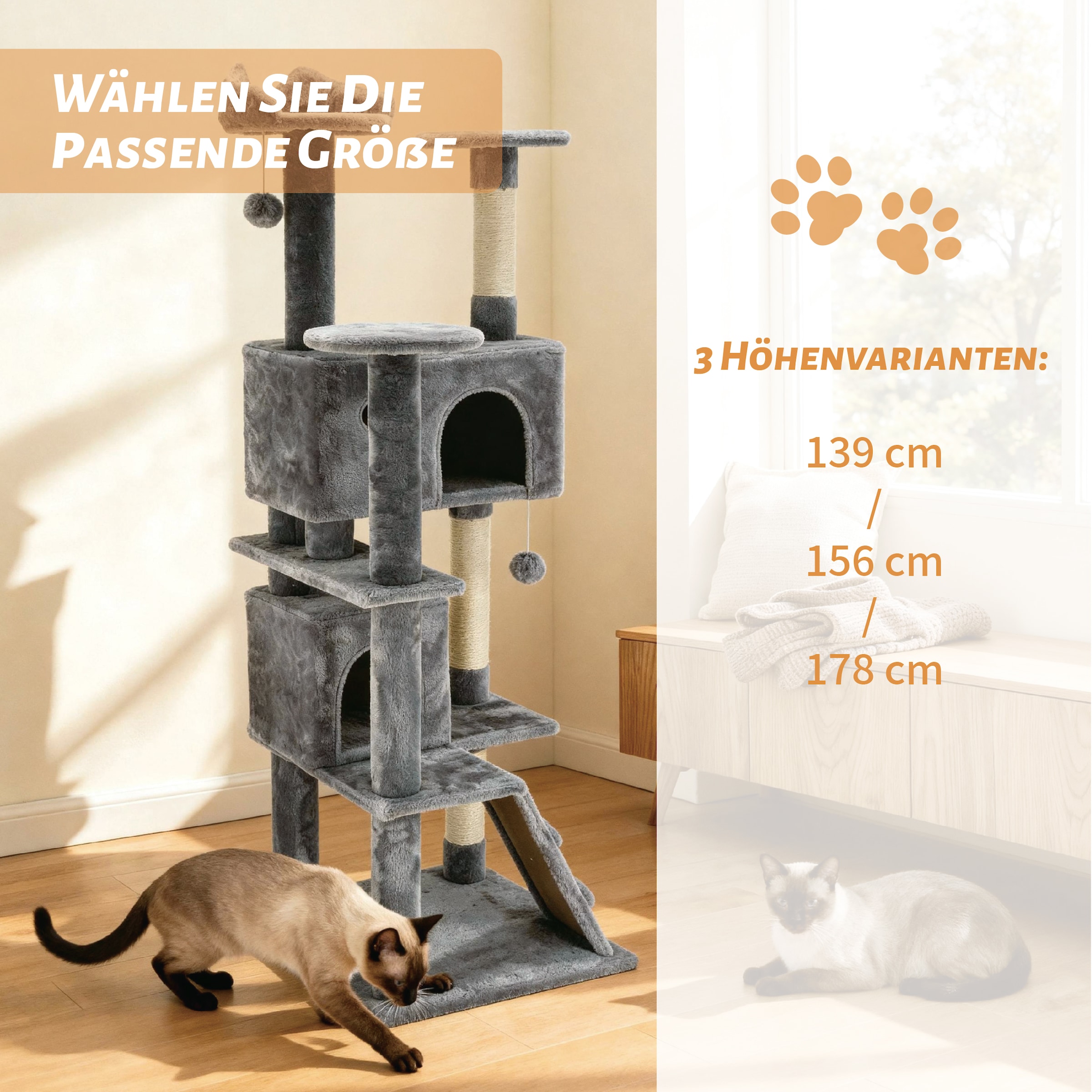 OTTO home Kratzbaum »Kitty« 178 cm hoch stabile Spanplatte, robuster Sisal und kuscheliger Plüsch