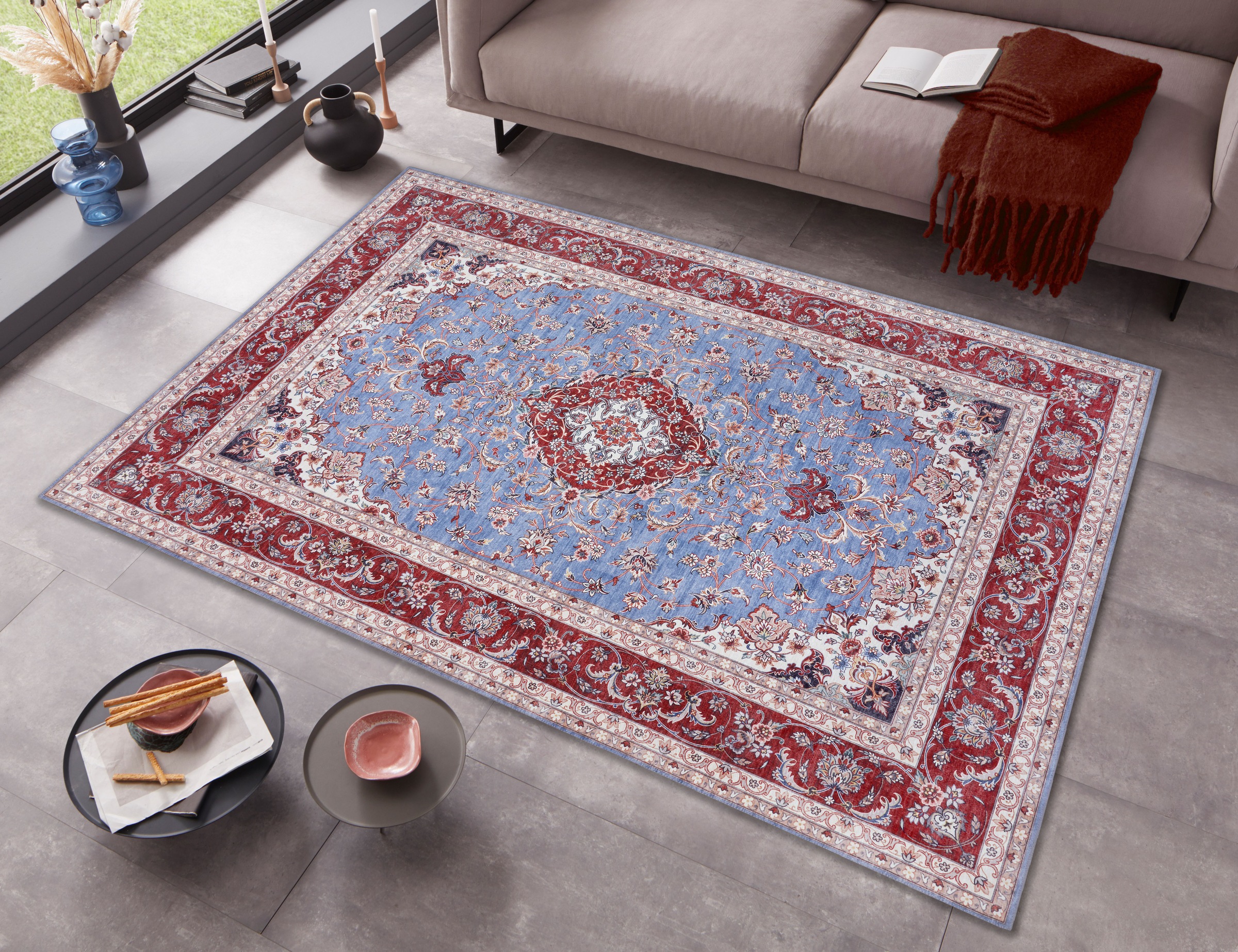 NOURISTAN Designteppich »Medaillon Ava«, rechteckig, 7 mm Höhe, Klassisch, Orient Optik, Vintage Design,Gekettelt,Robust, Pflegeleicht