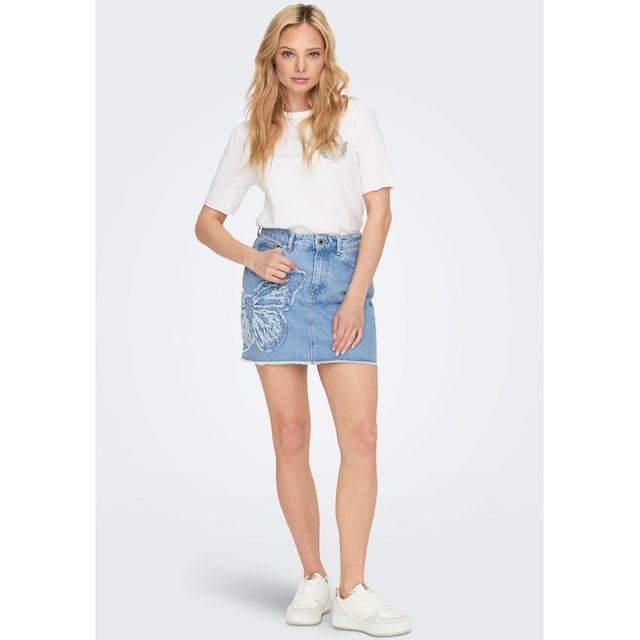 ONLY Jeansrock »ONLBUTTERFLY HW DNM SKIRT REA599«, mit Schmetterlings  Detail für kaufen | BAUR