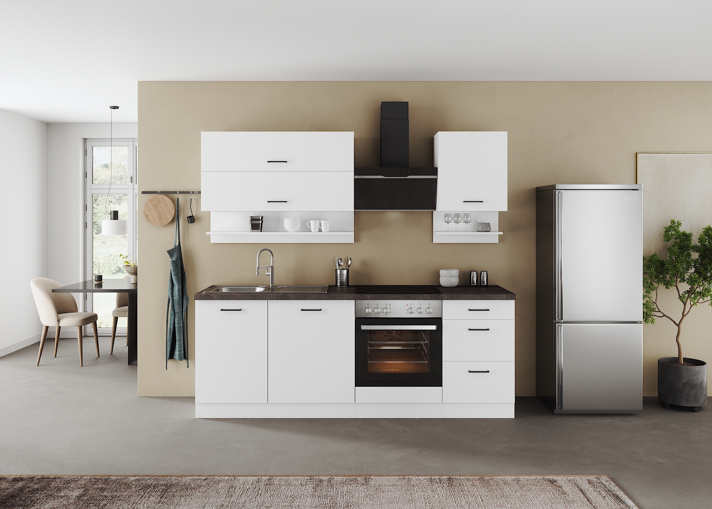 KOCHSTATION Küchenzeile "KS-Frieda Breite 220 cm" wahlweise mit E-Geräten, günstig online kaufen