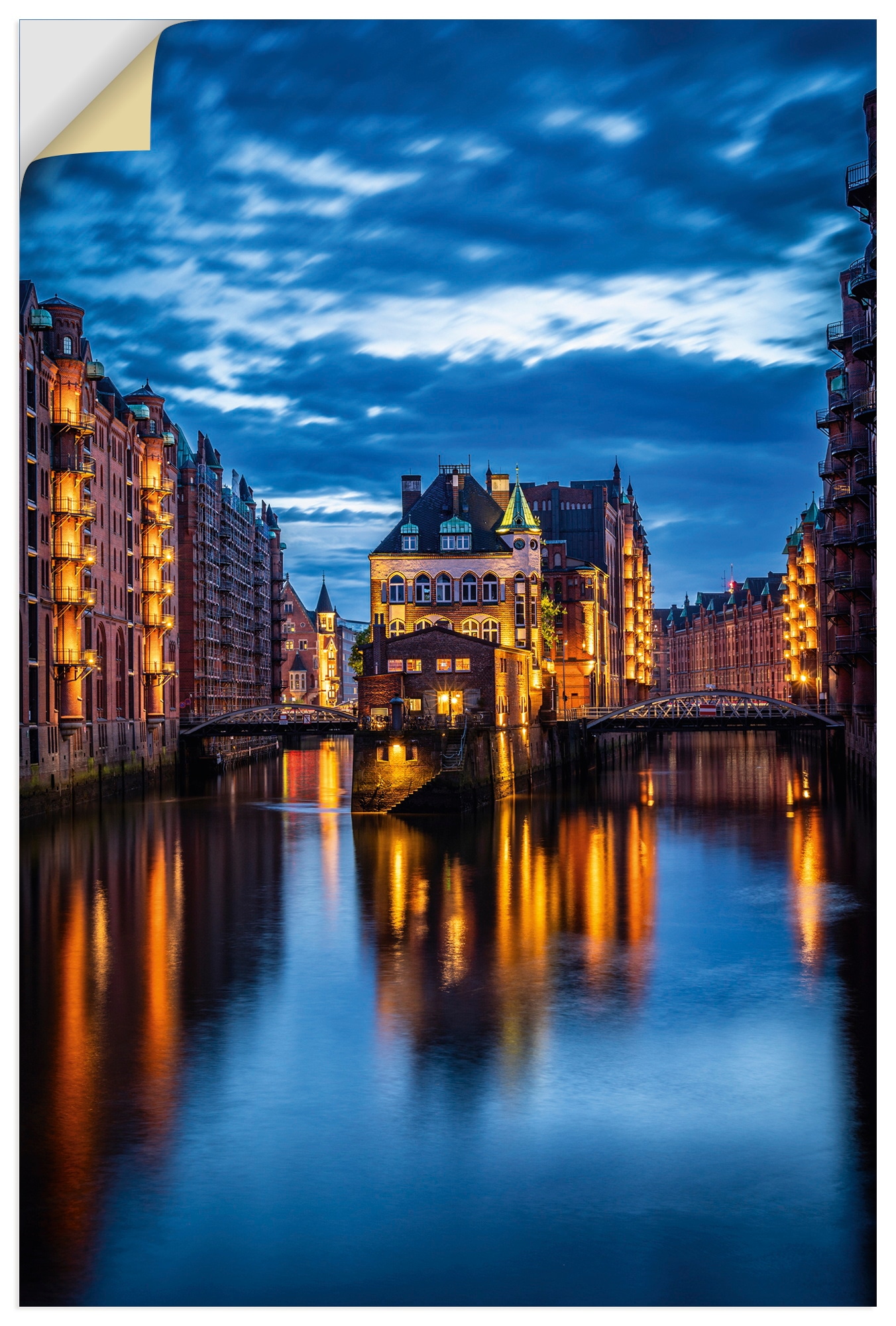 Wandbild ARTLAND "Wasserschloss Speicherstadt in Hamburg", farbe bild(er): blau, B:80cm H:120cm, Bilder, als Alubild, Leinwandbild, Poster, Wandaufkleber in verschied. Größen 4