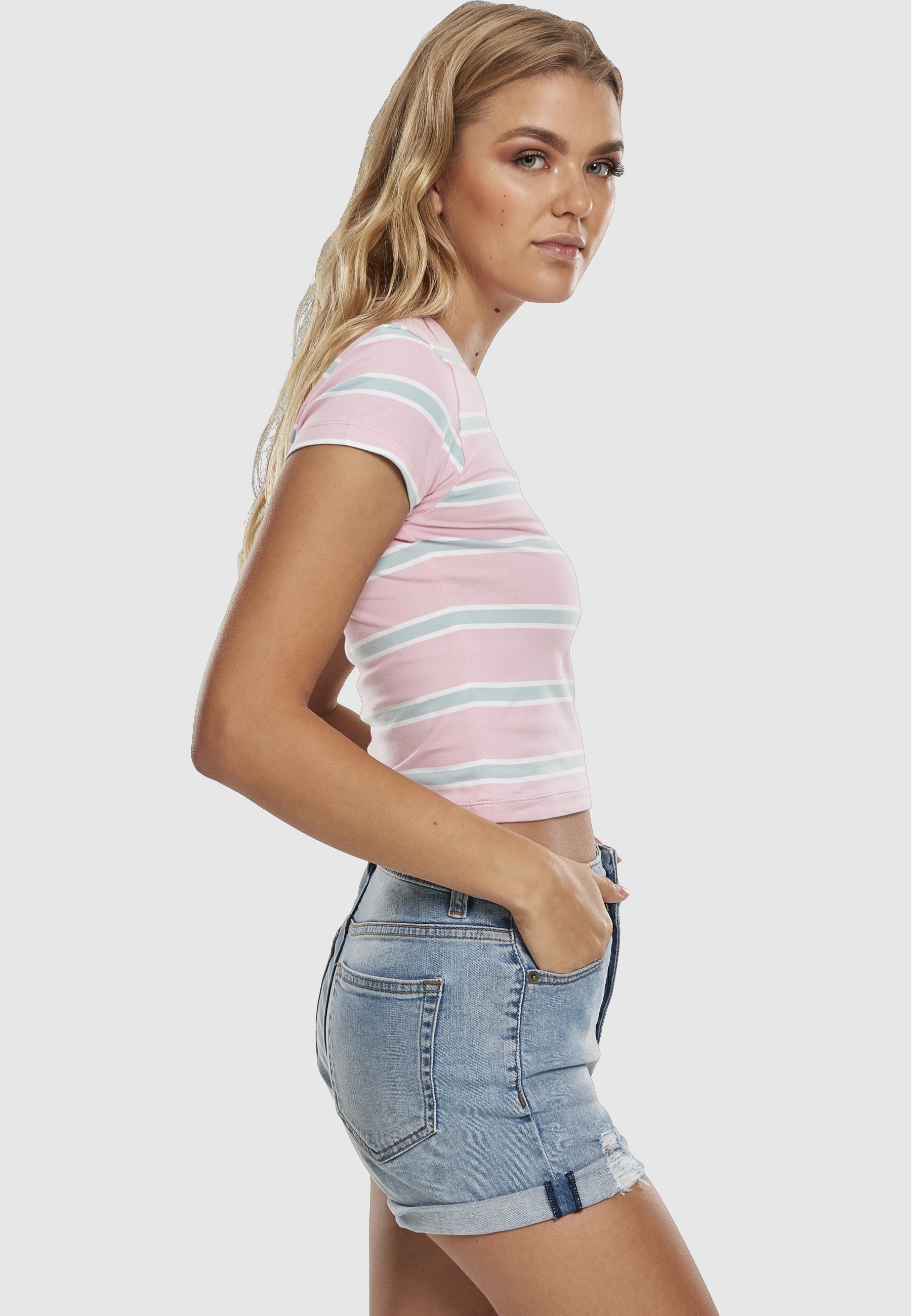 URBAN CLASSICS T-Shirt »Urban Classics Damen Ladies Stripe Cropped Tee« 1 Stk.