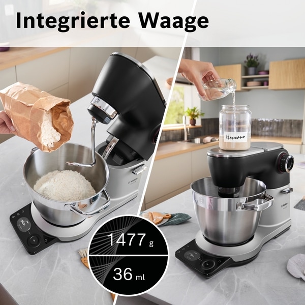 BOSCH Küchenmaschine »Serie 8, 9 Automatikprogramme, integrierte Waage, Timer, 6l Schüssel« Edelstahlschüssel, 3 Rührwerkzeuge spülmaschinenfest, 7 Stufen, 1800 W