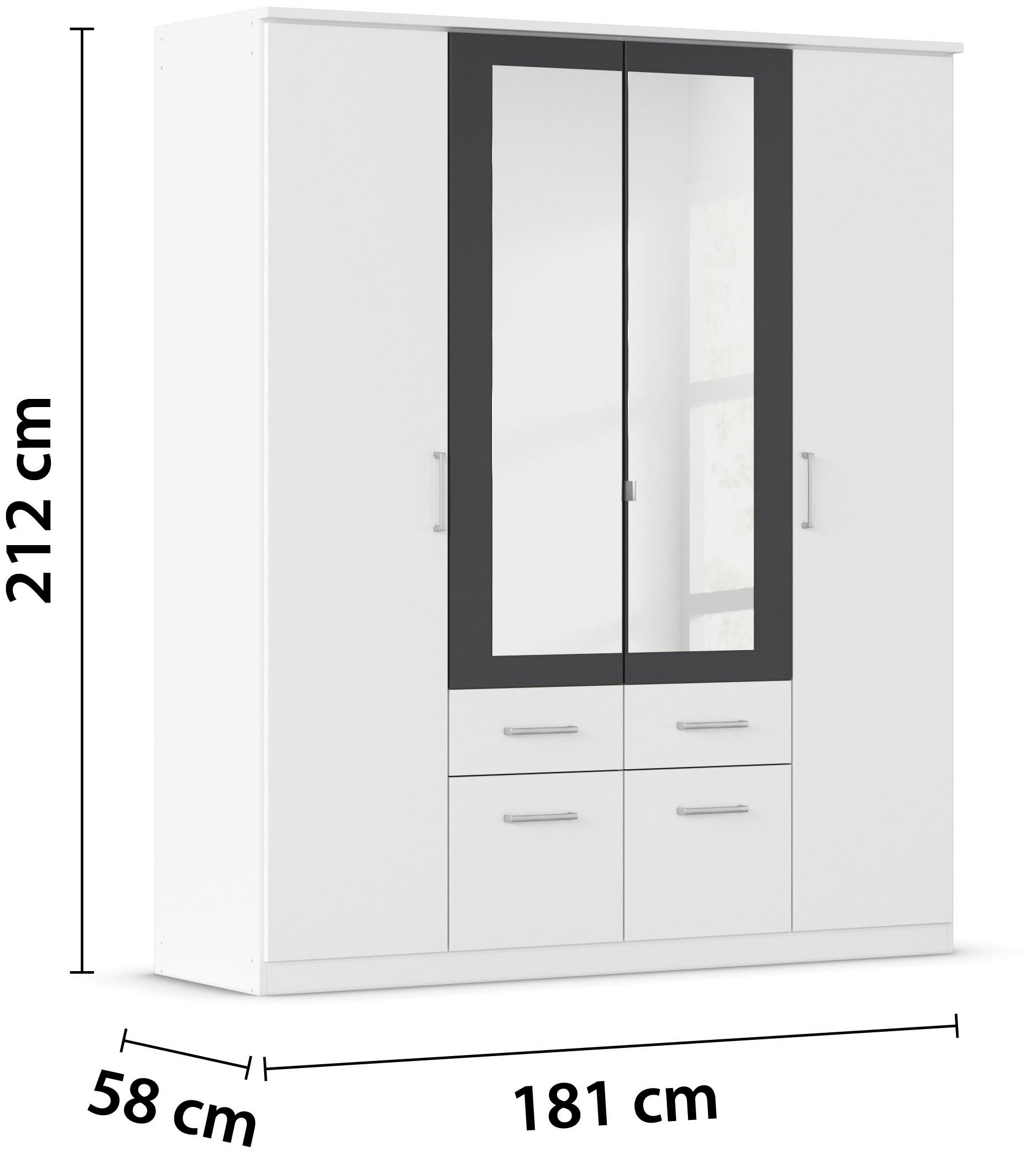 rauch Schlafzimmer-Set »Komplettschlafzimmer Schlafzimmer BURANO mit Schrank in 3 Breiten,«, (Set, 4 tlg.), Bett 180x200 cm und 2 Nachttischen MADE IN GERMANY