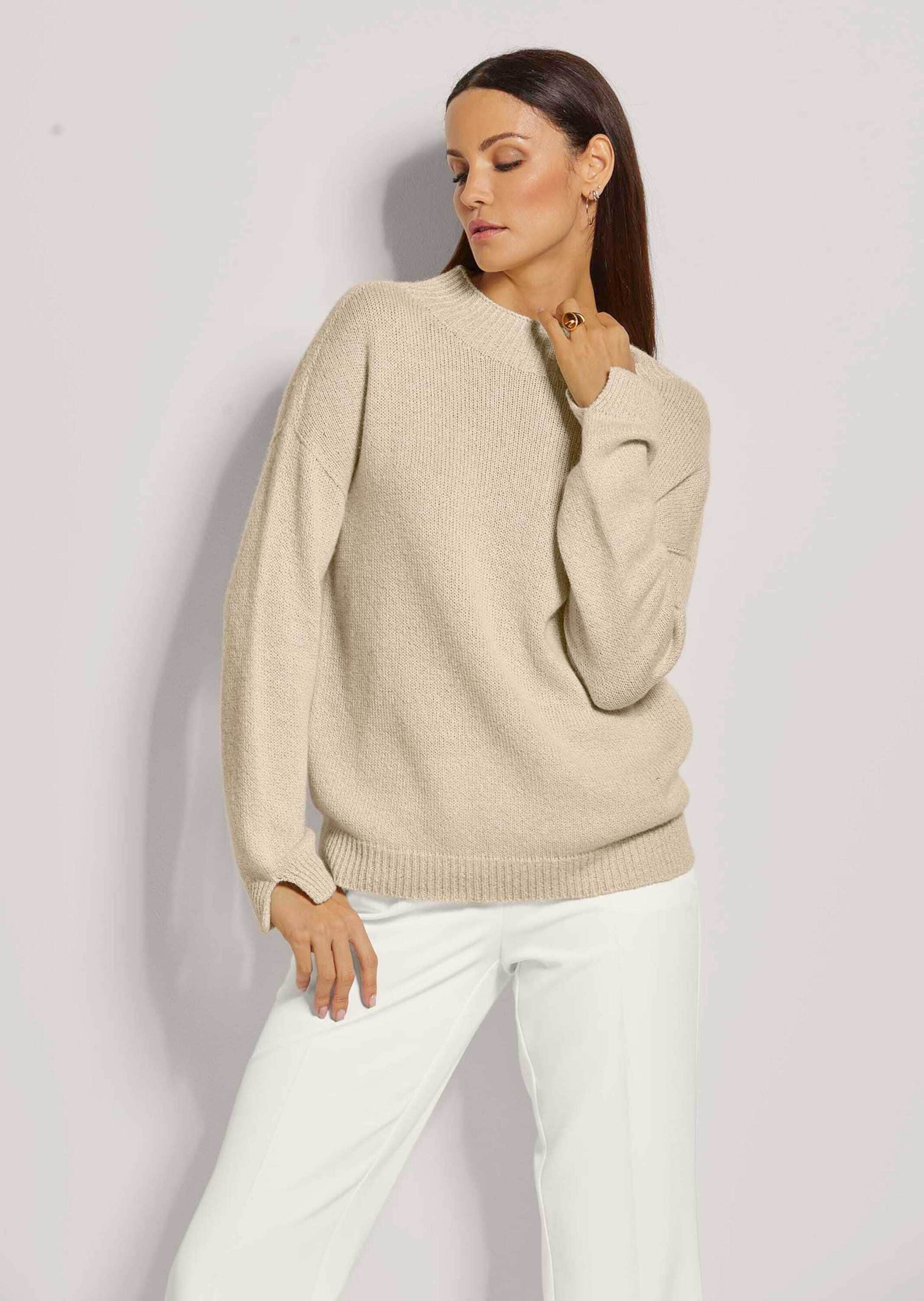 MADELEINE Longpullover »Pullover Kurzer Stehkragen-Pullover«