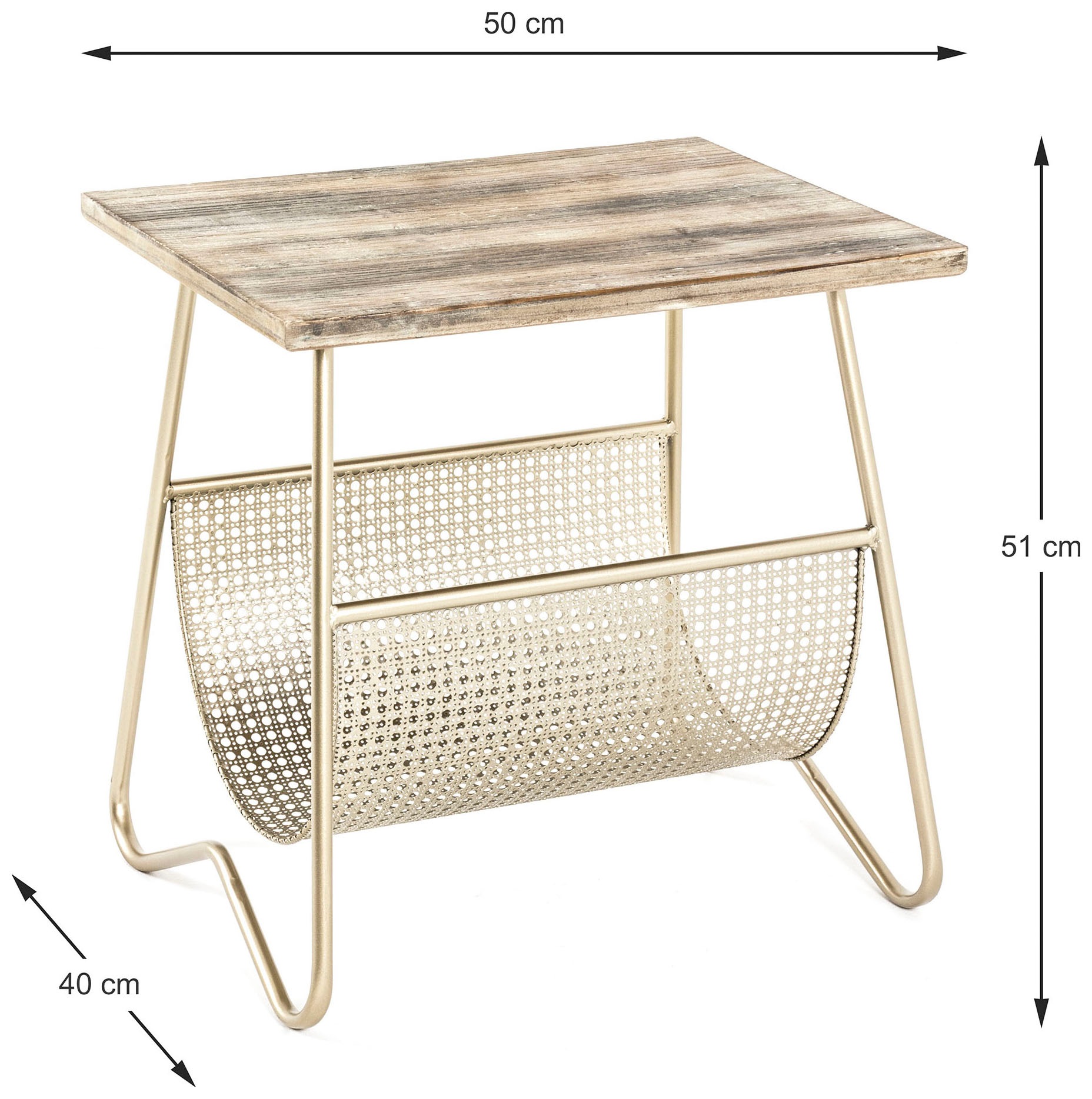 HAKU Beistelltisch »Sofatisch, Wohnzimmertisch« 1 Stk. tlg. rechteckig - aus Metall Gold B/T/H 50/40/51 cm