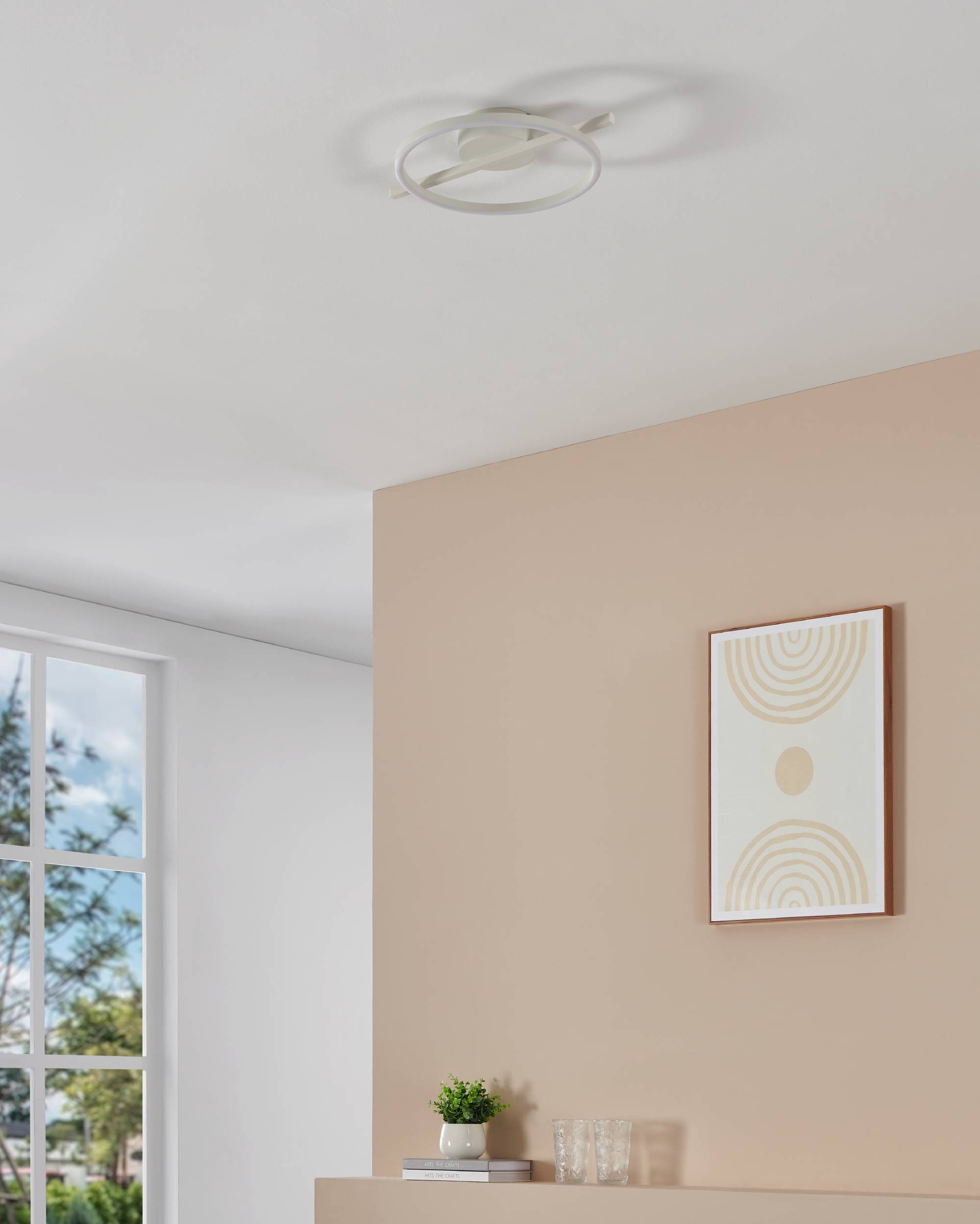 EGLO Deckenleuchte »Amandolo Deckenlampe RGB Backlight Fernbedienung inkl. geometrisch« LED-Modul 1 Stk. Kaltweiß | RGB Wand-/Deckenleuchte - L40 x B30 x H6,5 cm - weiß - 17W inkl.