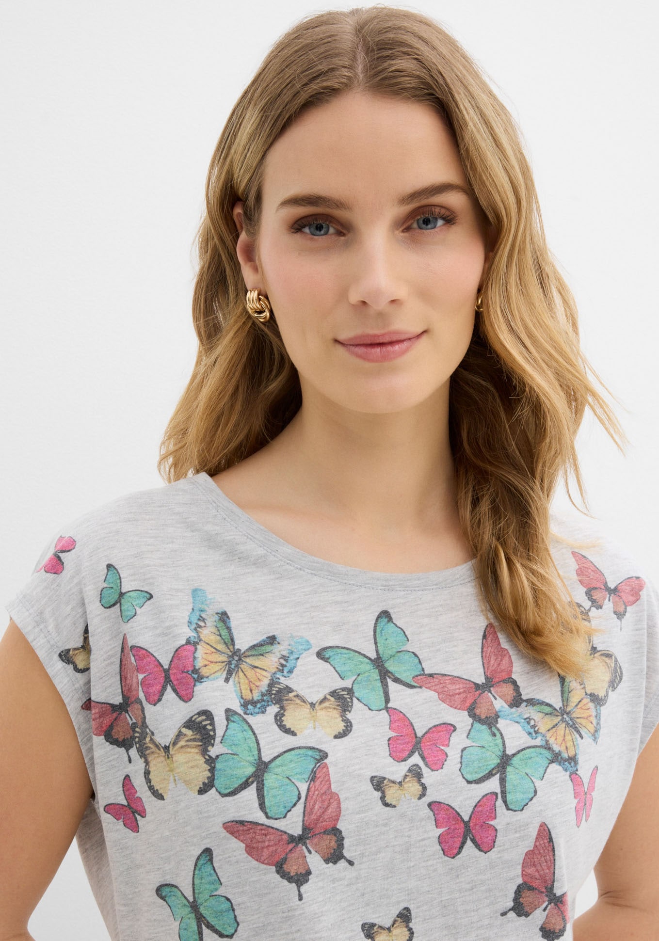 bonprix T-Shirt Slim fit Passform, Kurzarm mit kleinen Flügelärmeln