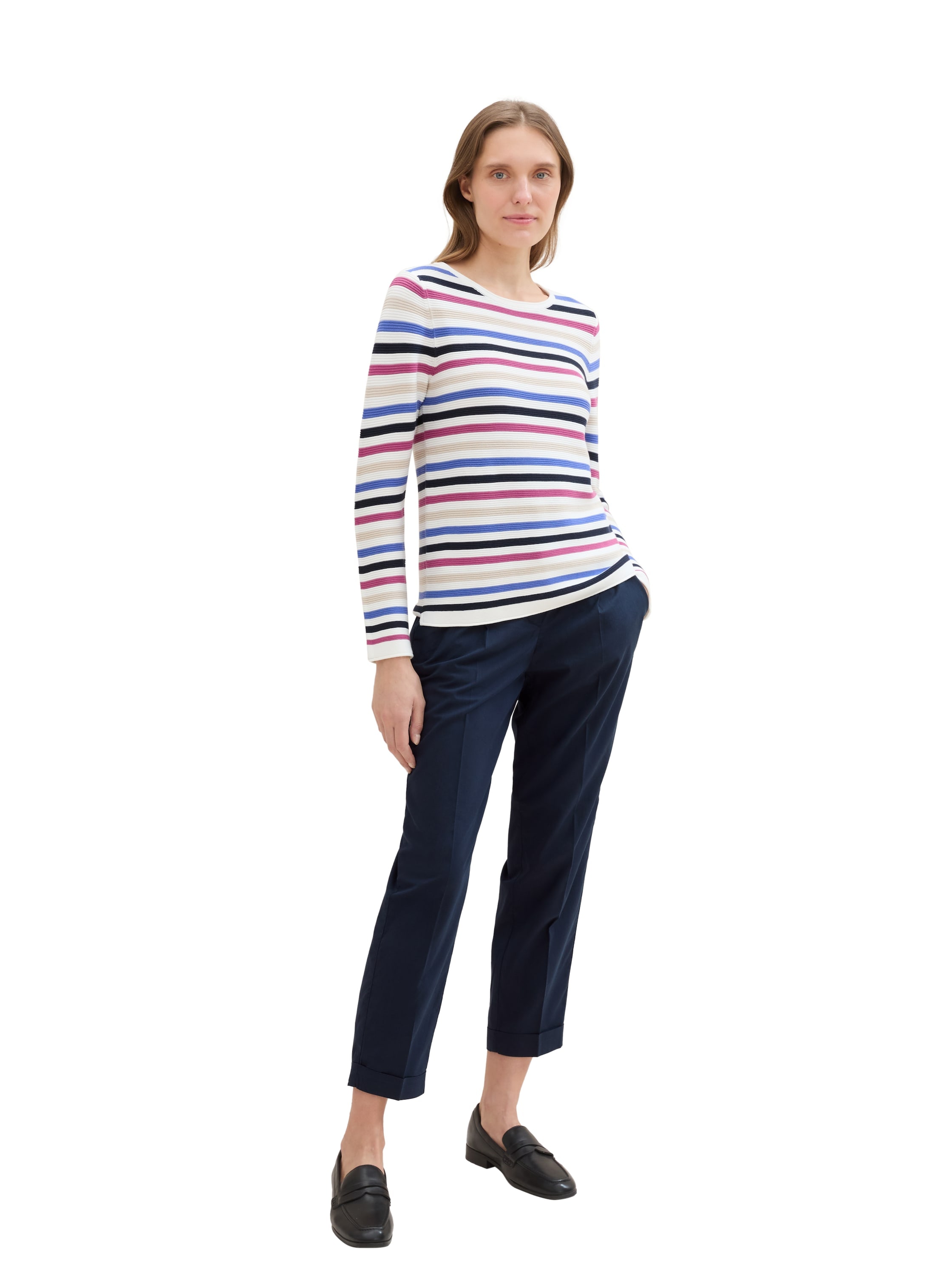 TOM TAILOR Strickpullover, in Streifen Stuktur