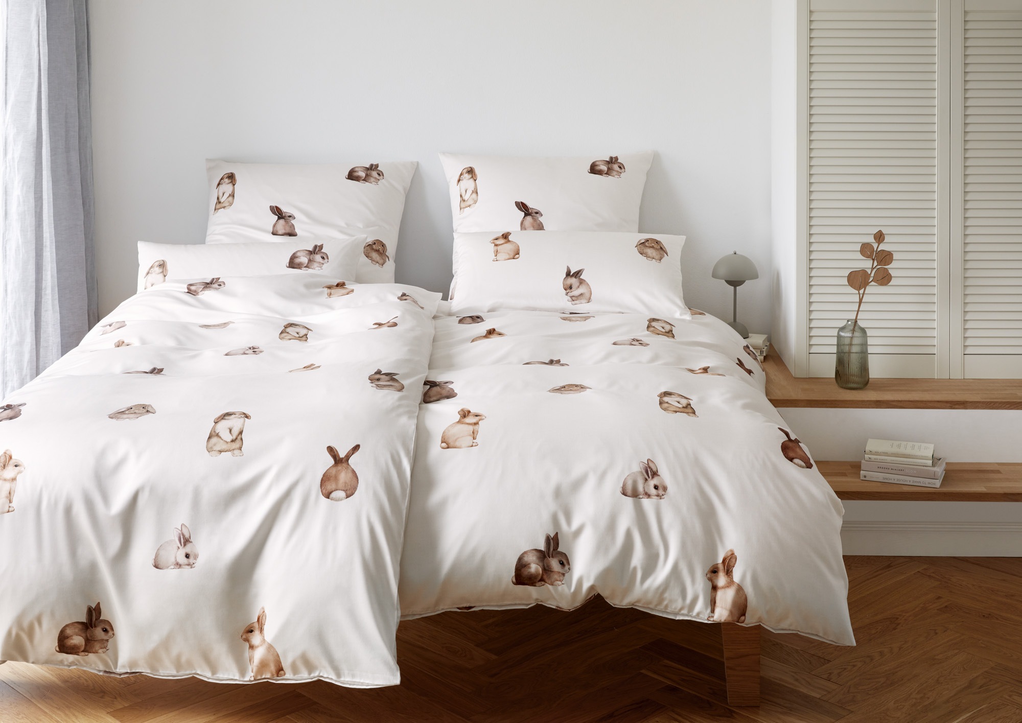 Elegante Bettwäsche "Bunnies" 2 Stk. angenehmes Hautgefühl günstig online kaufen