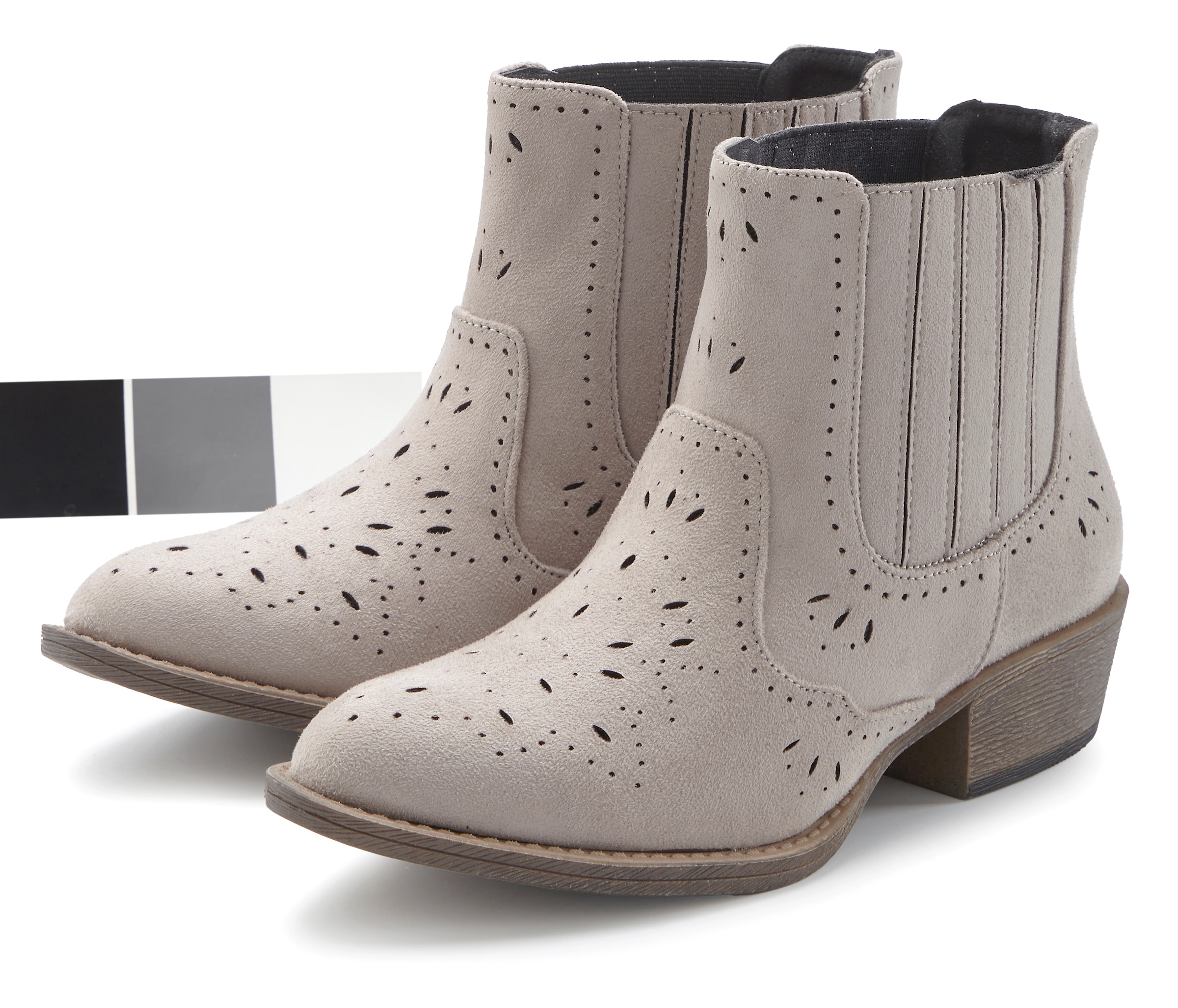 LASCANA Stiefelette »Stiefel, Boots, Westernstiefelette, Cowboy Boots,«, mit Cut-Outs VEGAN