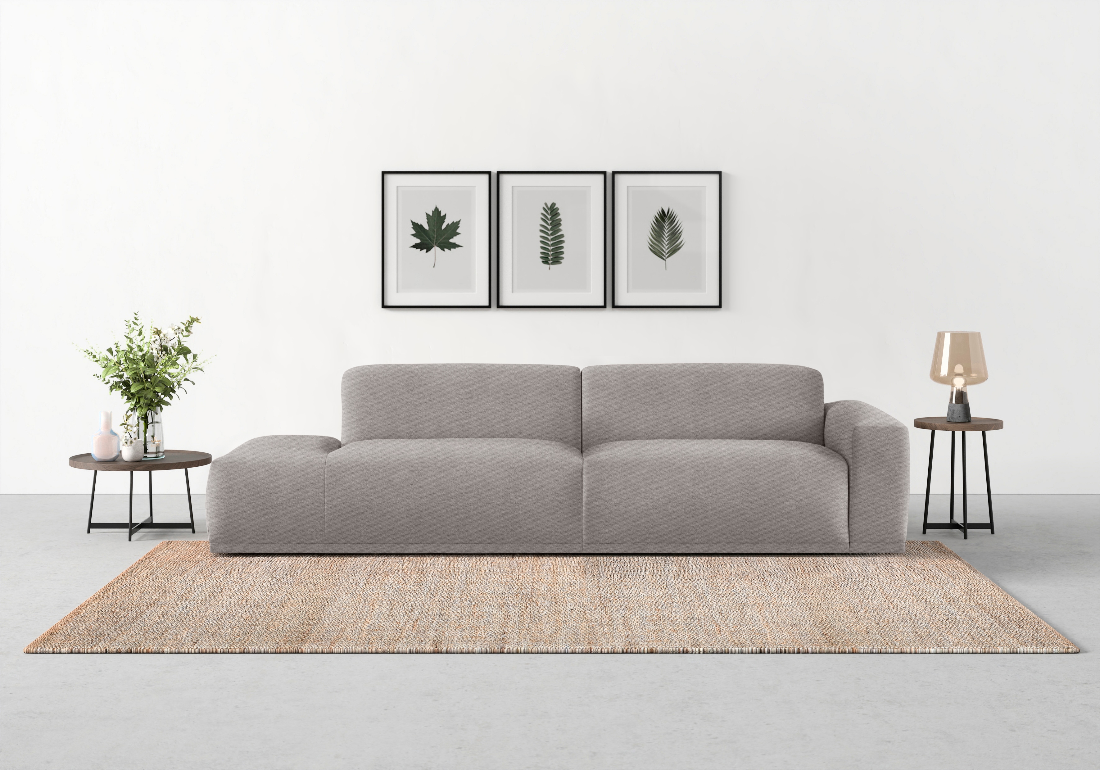 TRENDMANUFAKTUR Big-Sofa "Braga, mit hochwertigem Kaltschaum, Megasofa, Japandi-Design" modernes Big-Sofa, Couch mit hohem Sitzkomfort, 277/72/107 cm (B/H/T)