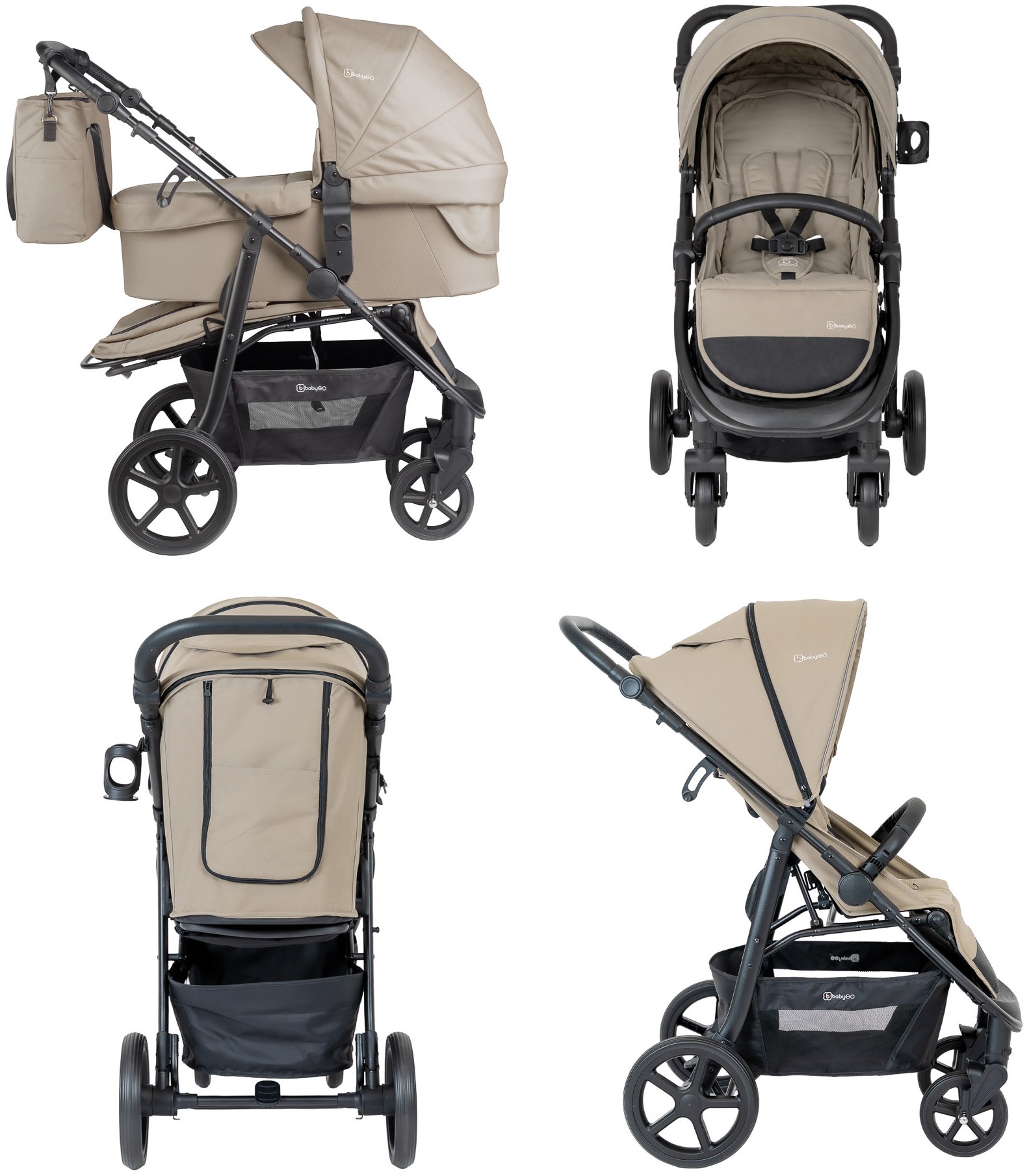 BabyGo Kombi-Kinderwagen »Evolution« 22 kg mit Babywanne, Babyschale, Wickeltasche und Sportsitz