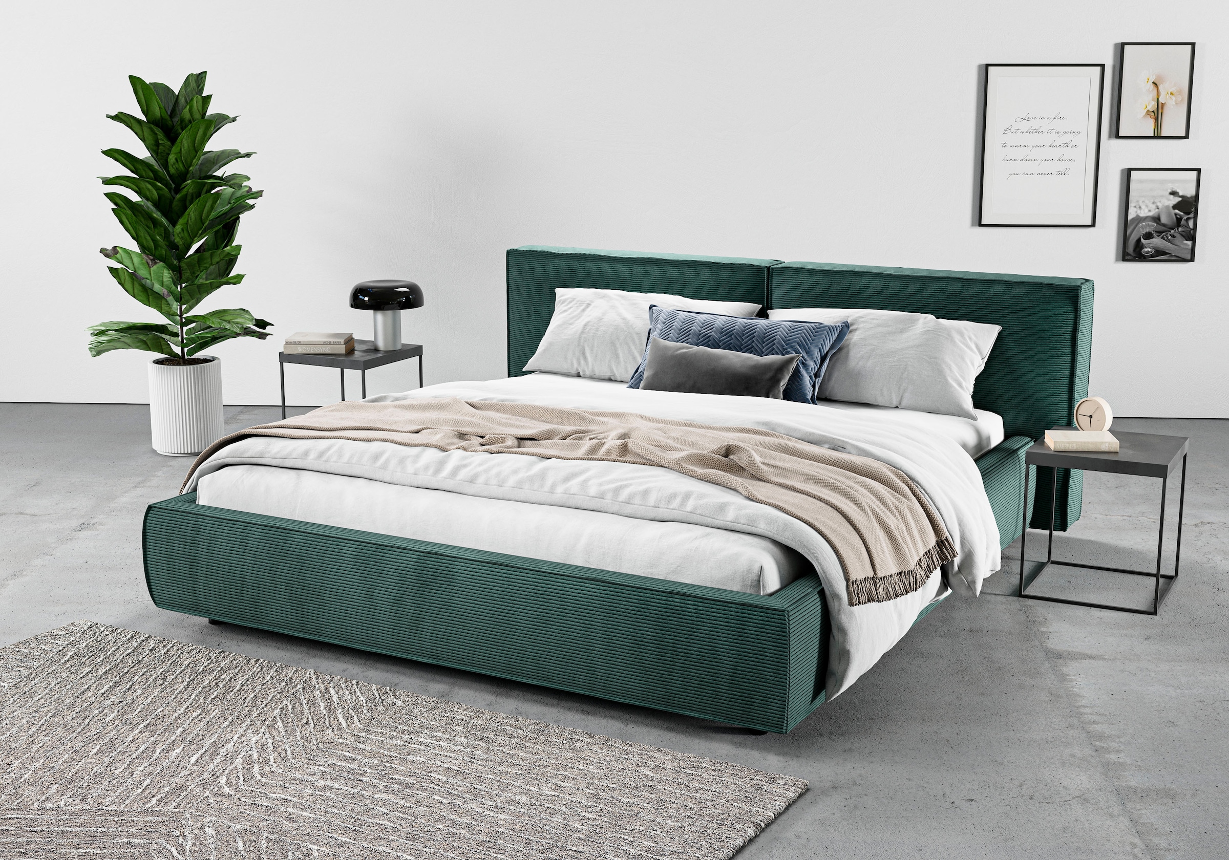 Home affaire Polsterbett "Adrina mit Biesenoptik, Feincord und Luxus-Microf günstig online kaufen