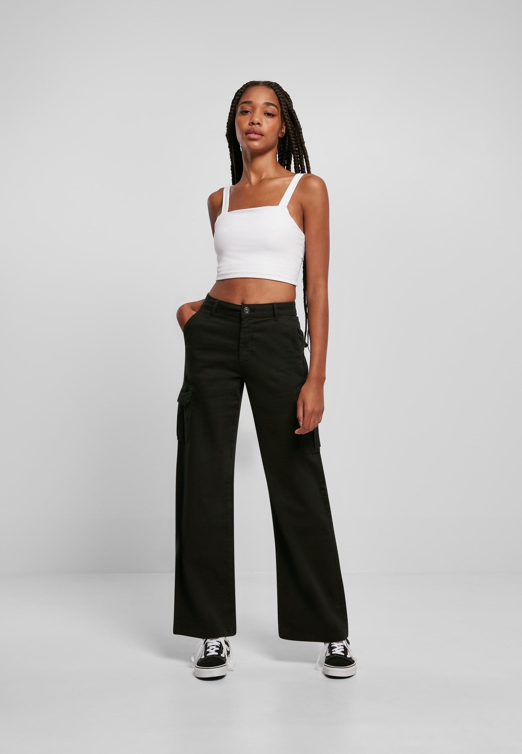 URBAN CLASSICS Stoffhose »Urban Classics Damen Ladies High Waist Straight Cargo Pants«, (1 tlg.)